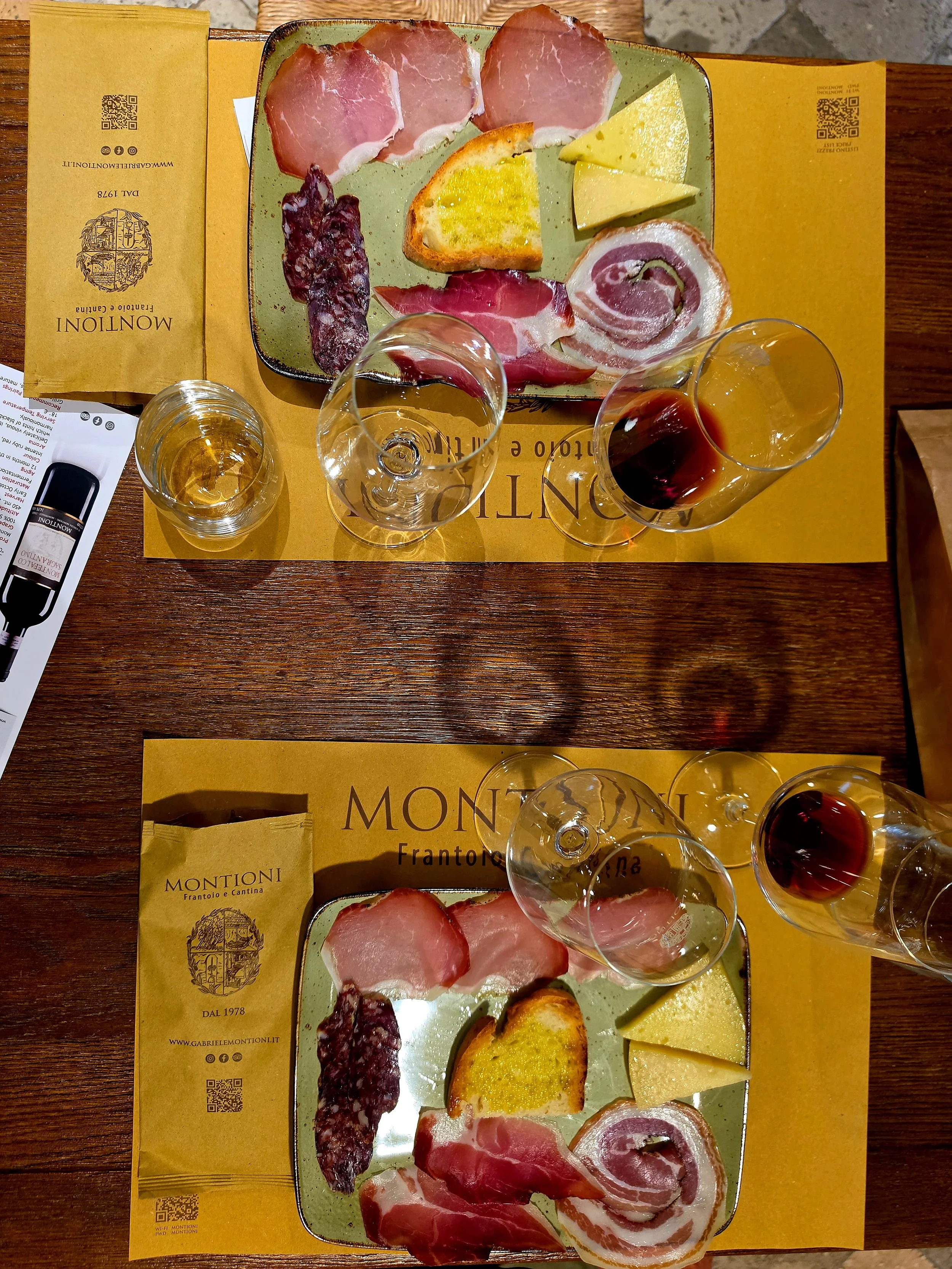 Wine tasting featuring regional cheeses, cured meats, olive oil, and Montefalco wines