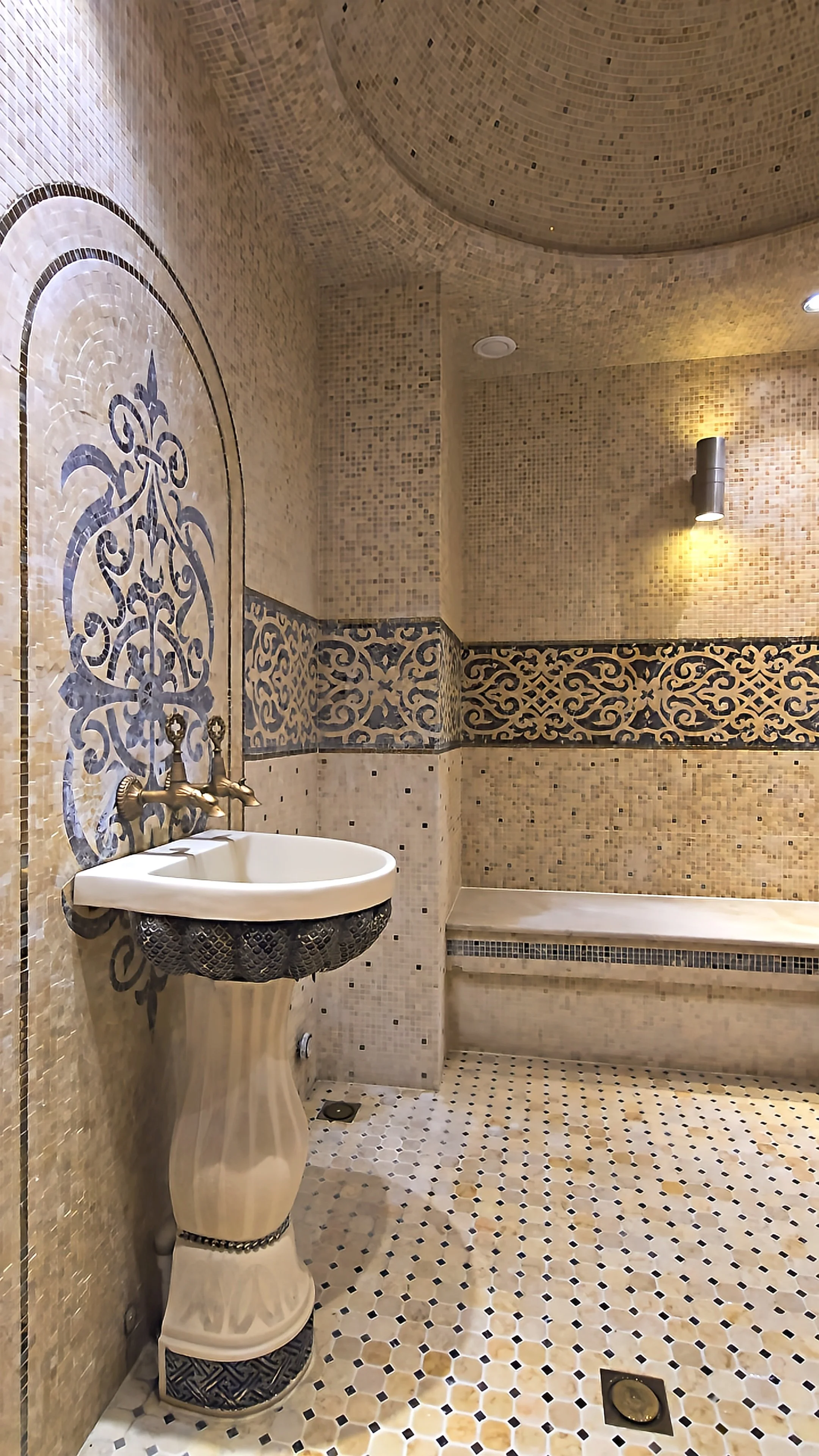 Traditional hammam featuring intricate mosaic details, arched ceilings and authentic wellness facilities at Silk Road by Minyoun Hotel