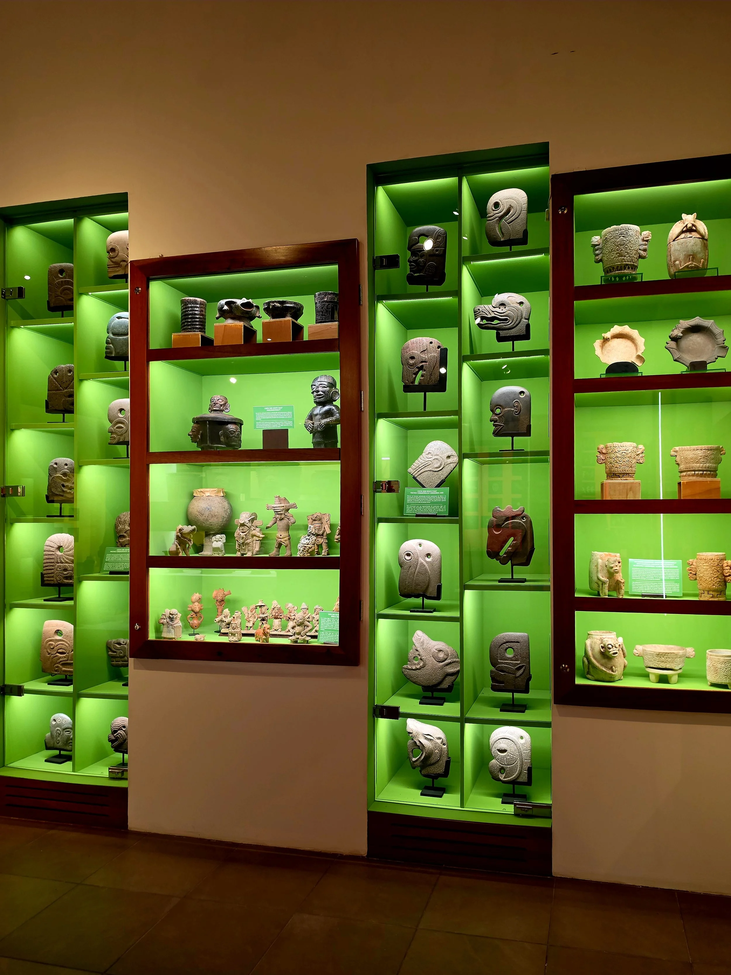 Ancient Maya artefacts displayed in the hotel's private museum collection
