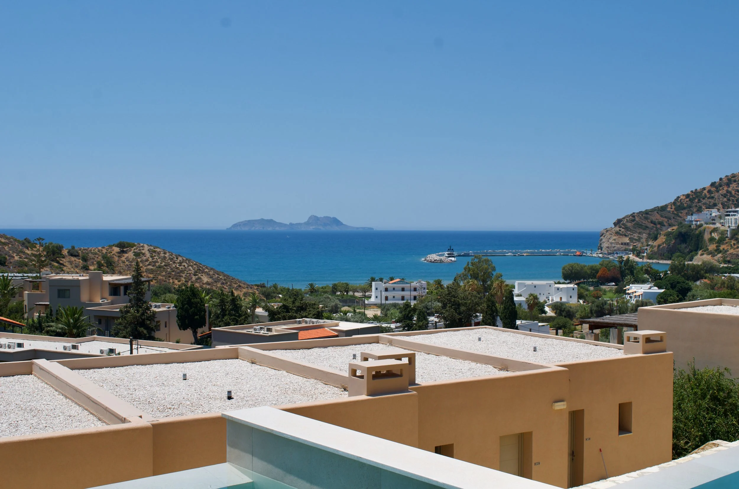 Panoramic views across the Cretan coastline with the Libyan Sea stretching toward the horizon