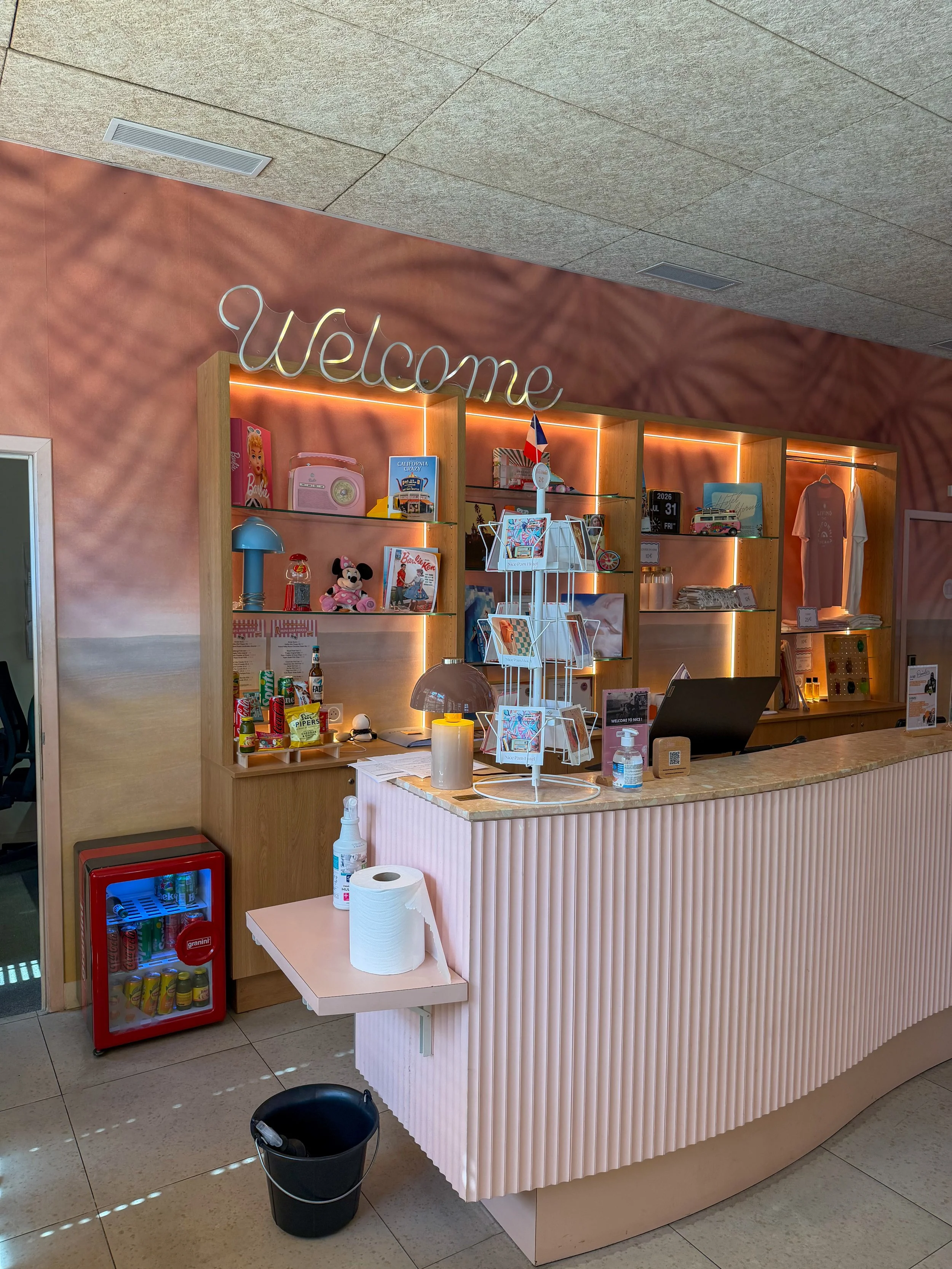Welcoming reception showcasing playful design and modern boutique style