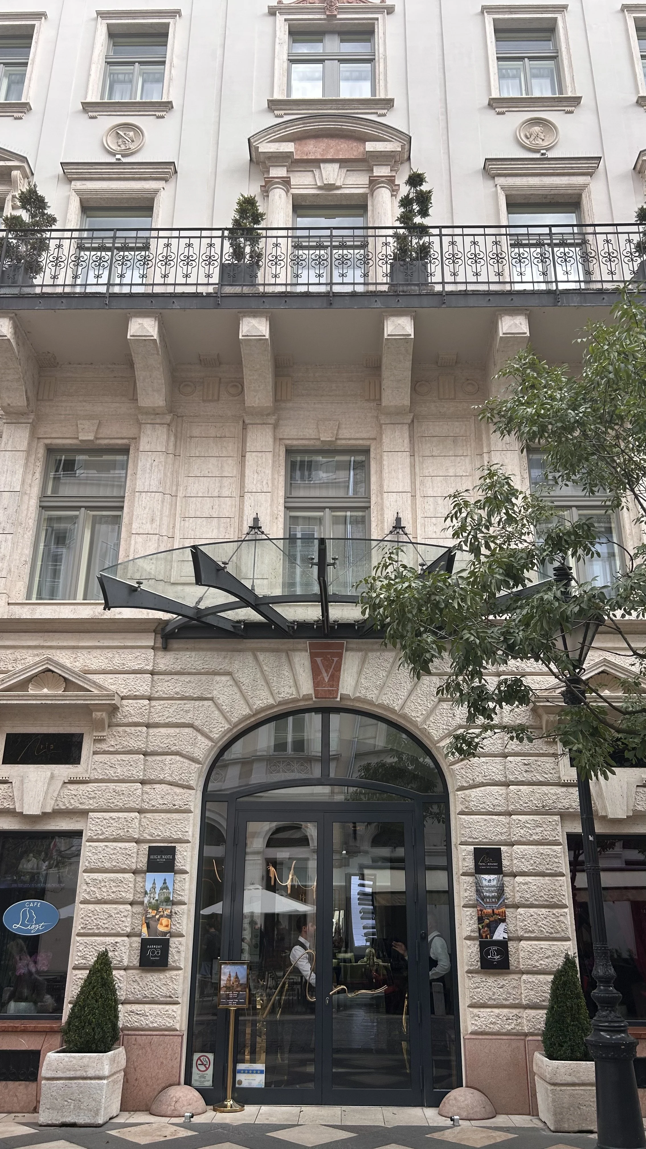 Grand historic entrance with elegant architecture in central Budapest