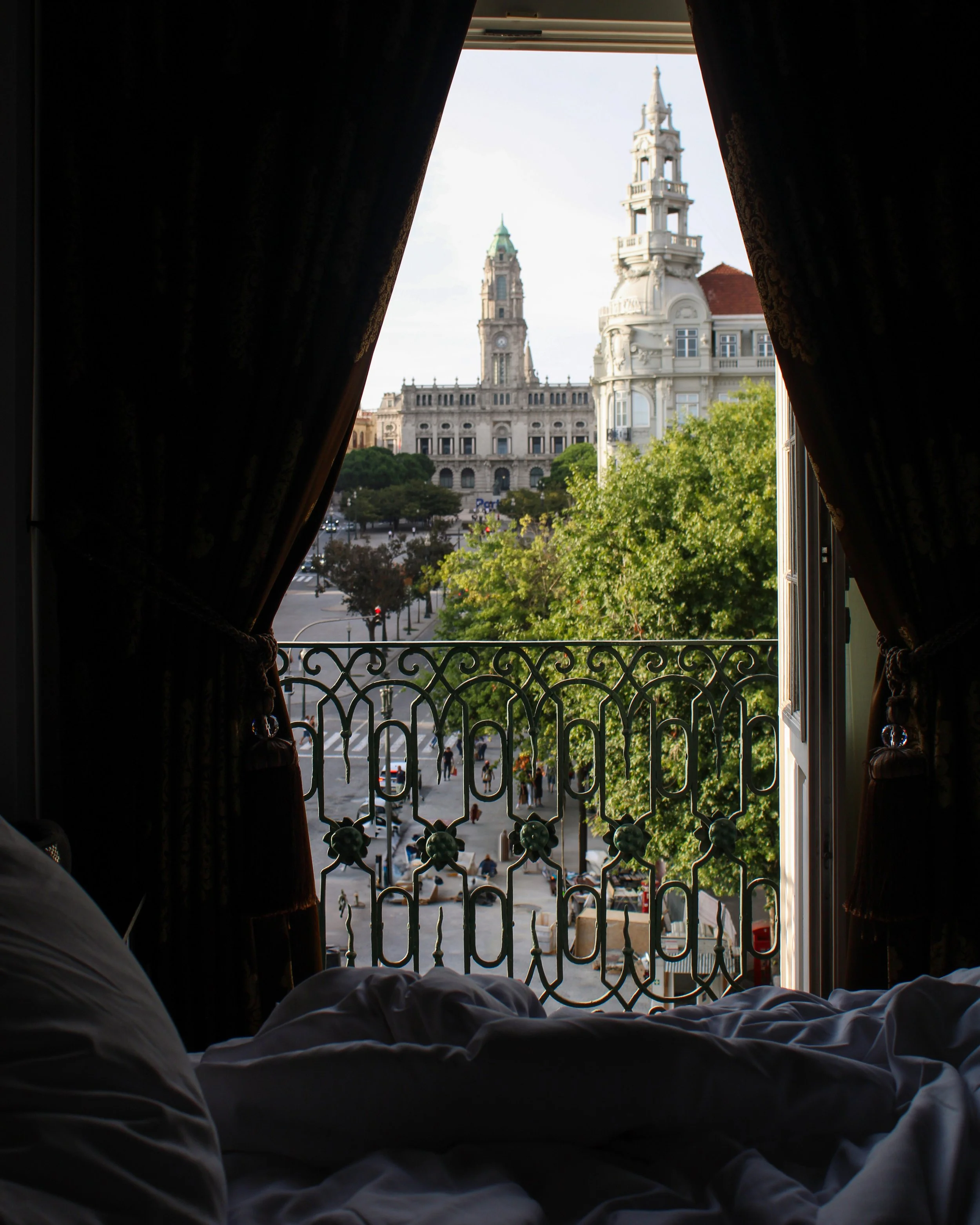 City view from the room overlooking Porto's iconic Avenida dos Aliados