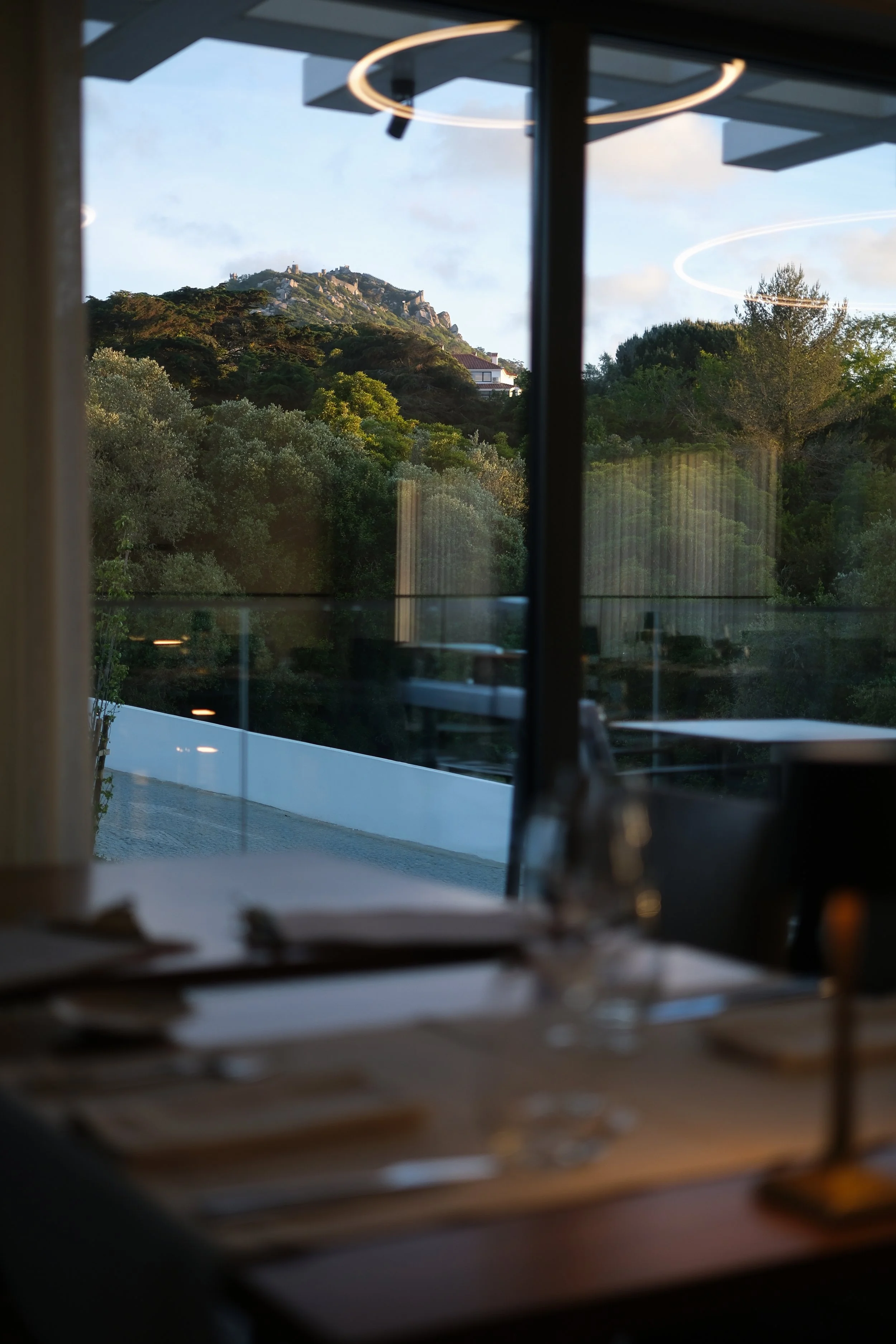 Restaurant view overlooking the Sintra hills at Quinta da Maquia