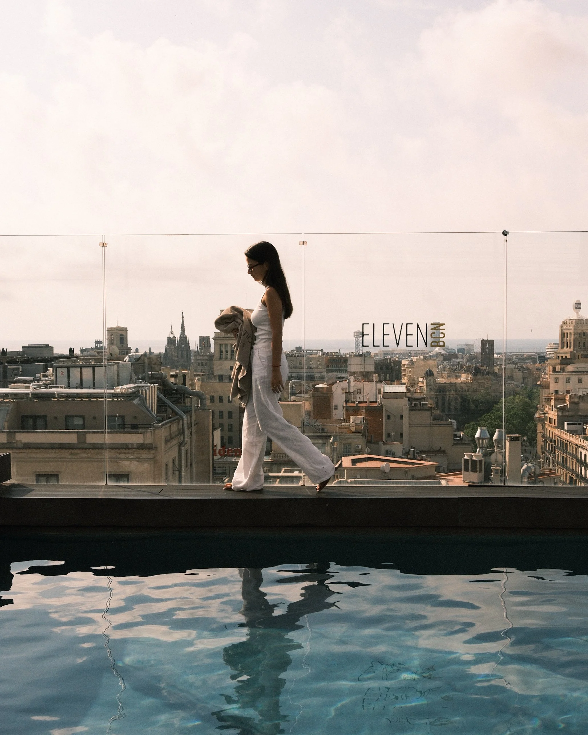 Rooftop infinity pool overlooking Barcelona’s historic skyline