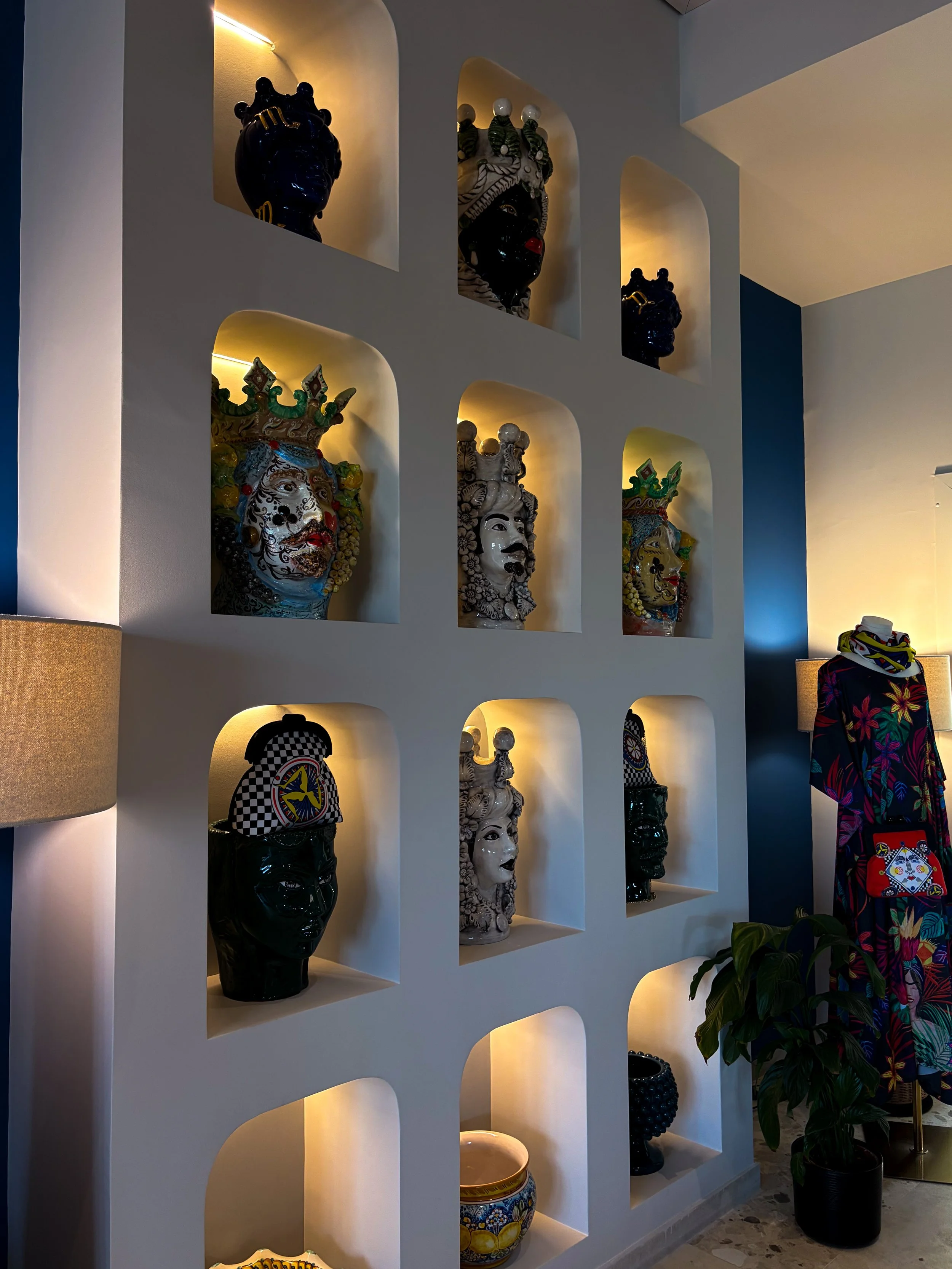 Traditional Sicilian ceramics displayed throughout the stylish resort interiors
