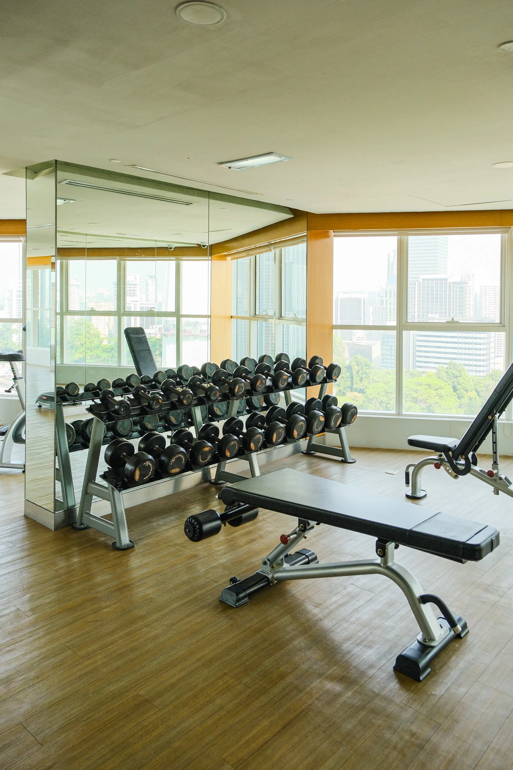 Fitness centre overlooking Kuala Lumpur's impressive skyline