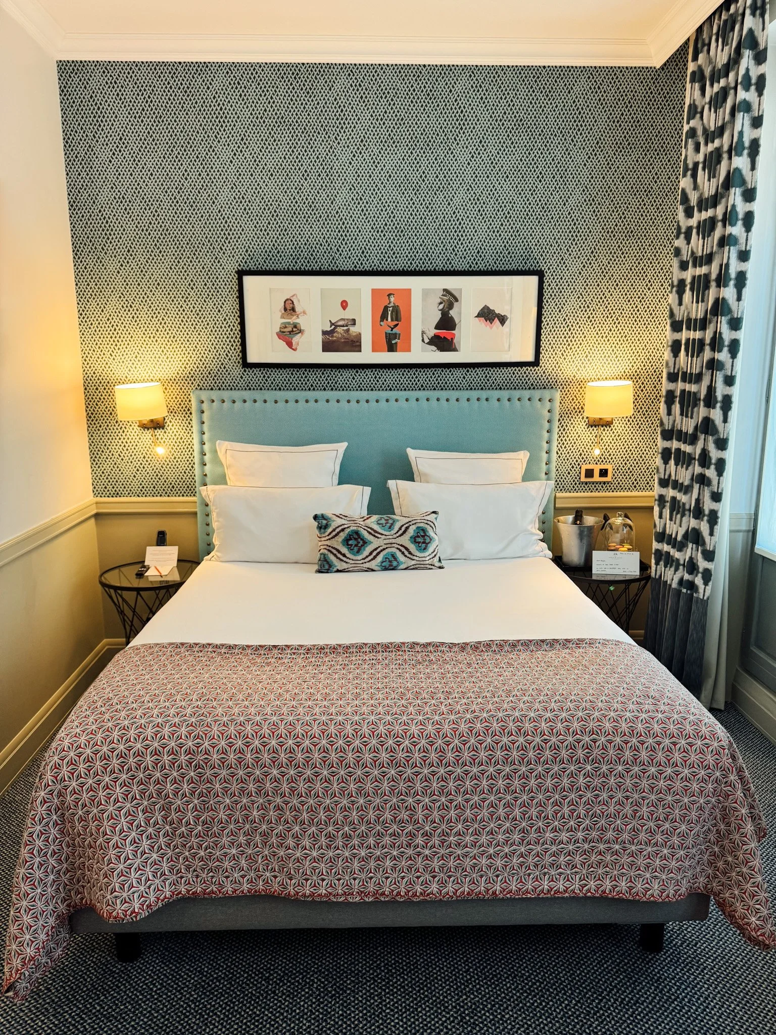 Bright guest room combining Parisian elegance with contemporary boutique design
