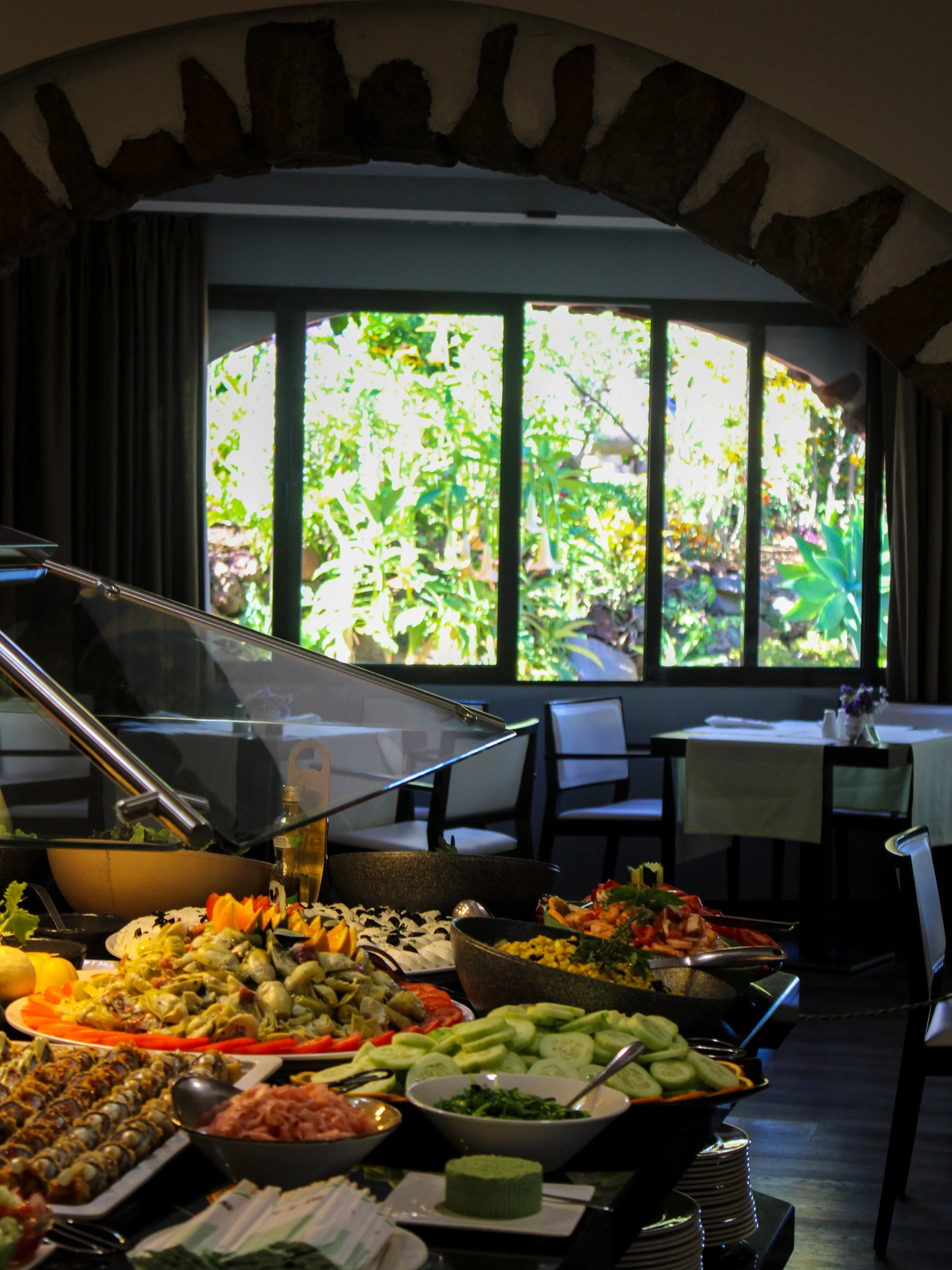 Fresh breakfast buffet featuring local specialties, seasonal salads, and gourmet selections