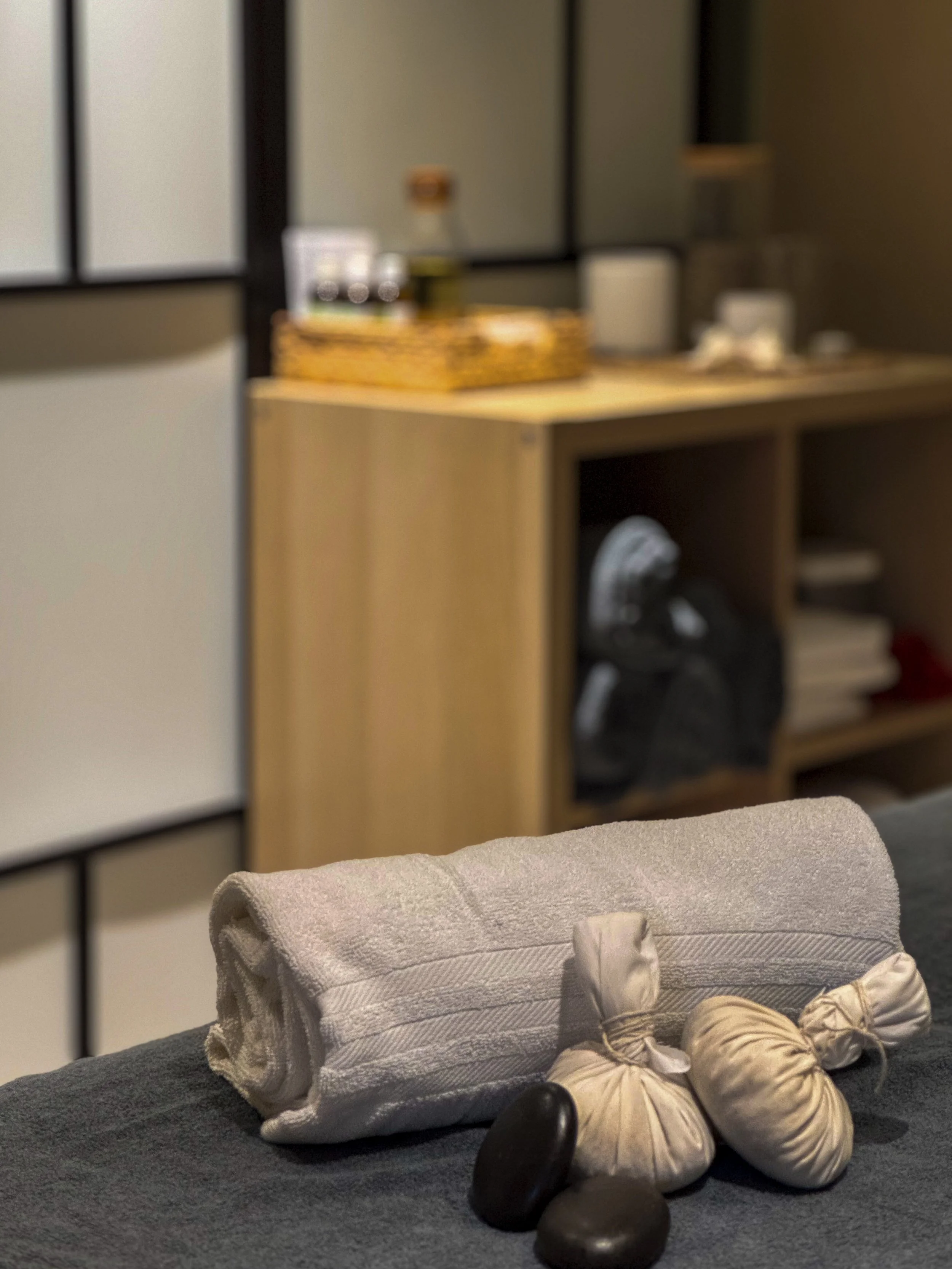 Spa treatment room prepared for a relaxing wellness experience at Pr1me Energize