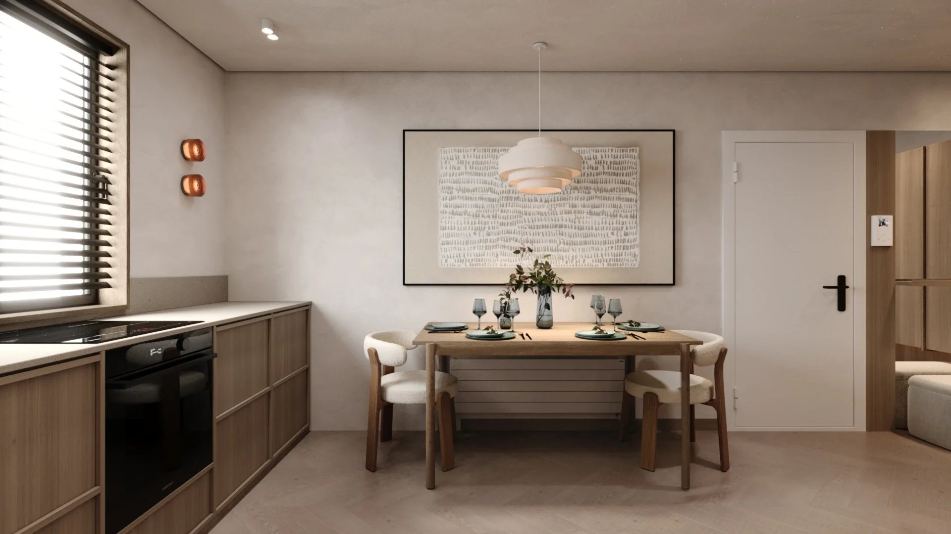 Design interior Cluj - Zona de dining moderna cu accente calde