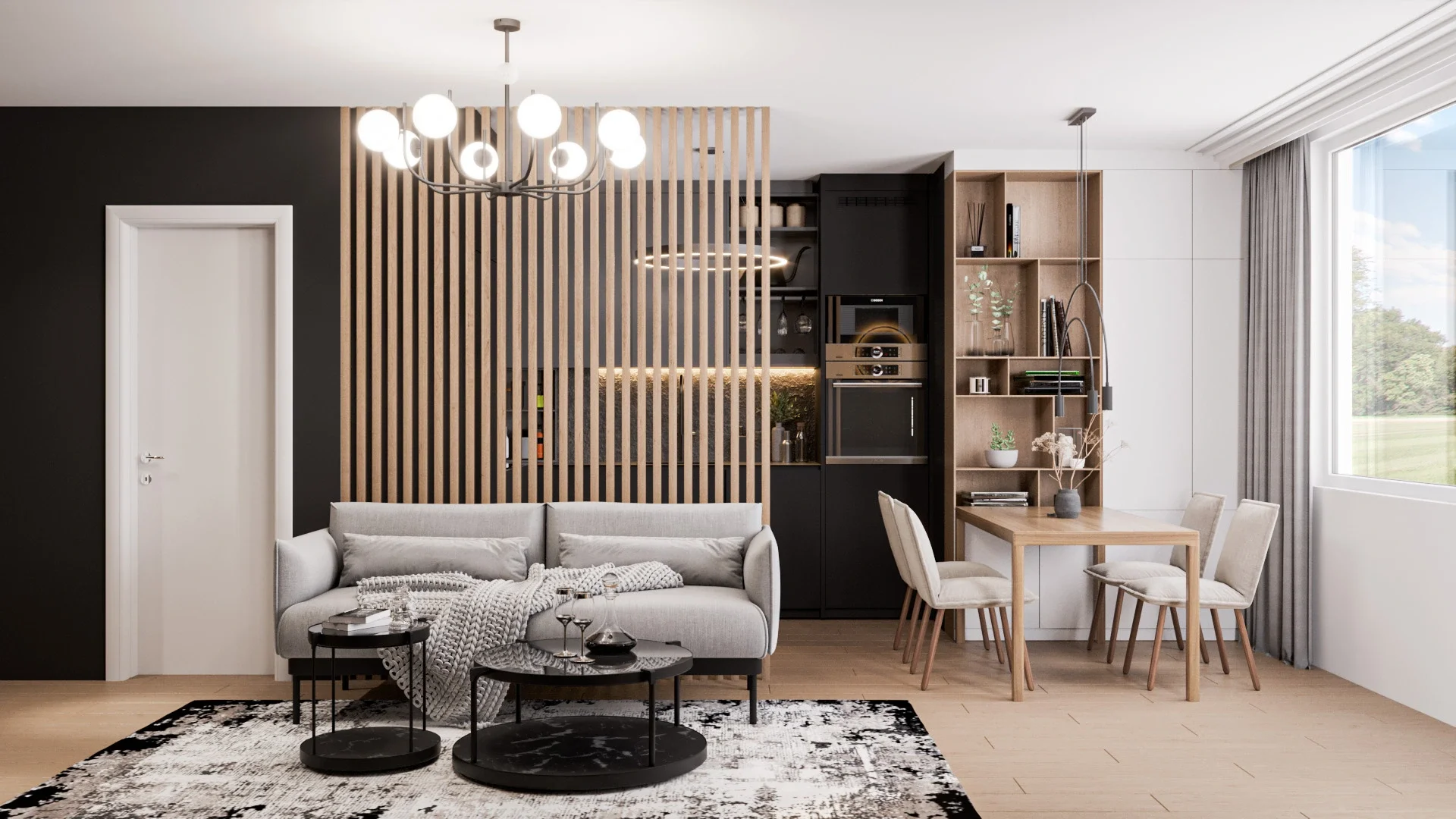 Design interior Cluj pentru open-space elegant cu texturi naturale și tonuri calde