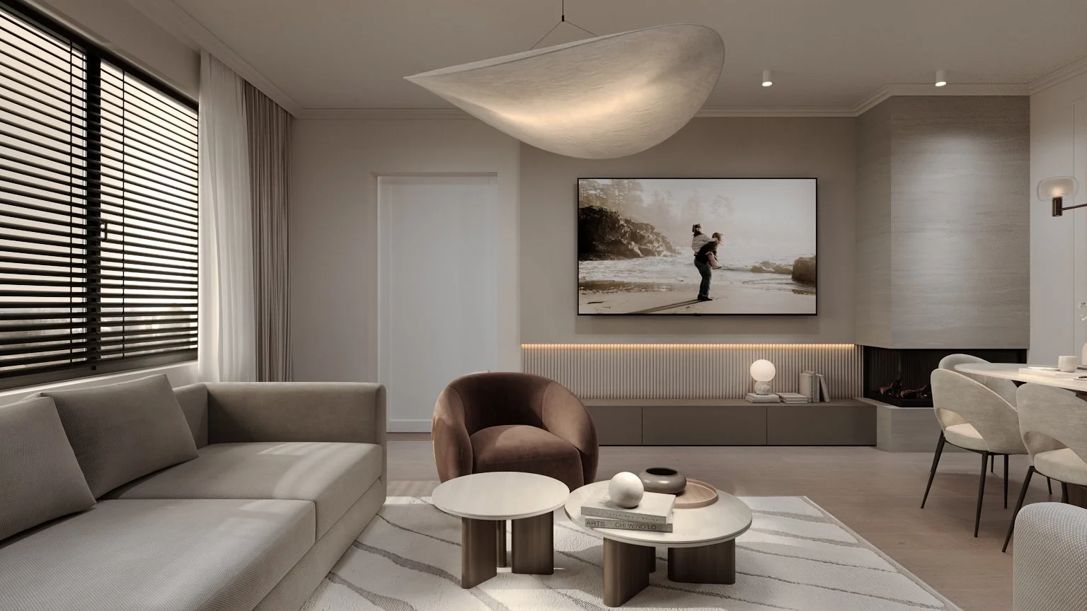 Living casă contemporană cu iluminat indirect și canapea modernă — 150mp Dej, ALTO Design