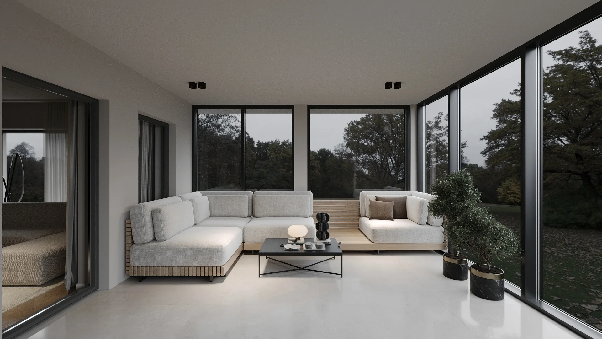 Terasă cu vedere spre grădină și mobilier exterior — proiect realizat de designeri de interior Cluj
