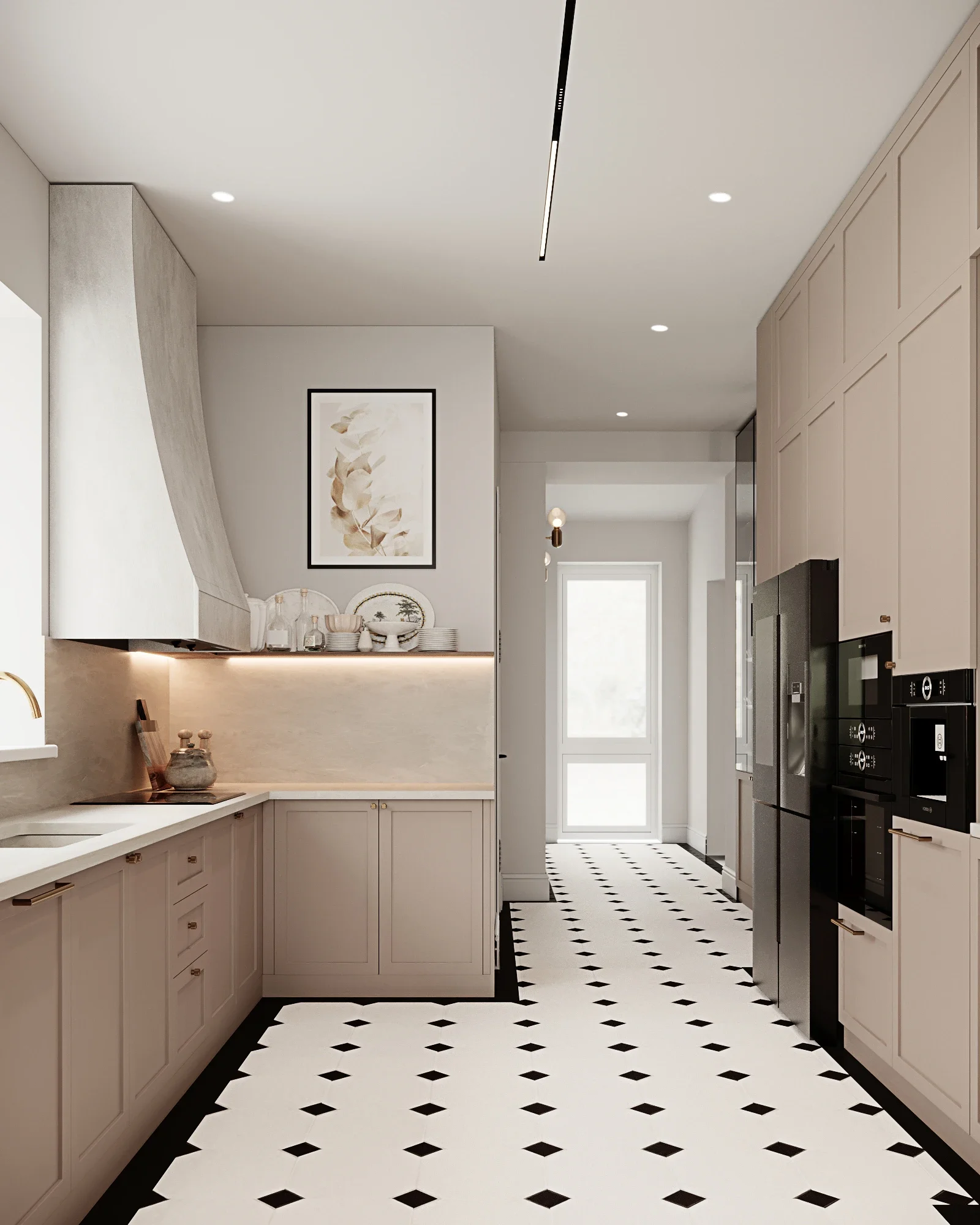 Design interior Cluj pentru bucătărie contemporană cu finisaje elegante și lumină naturală
