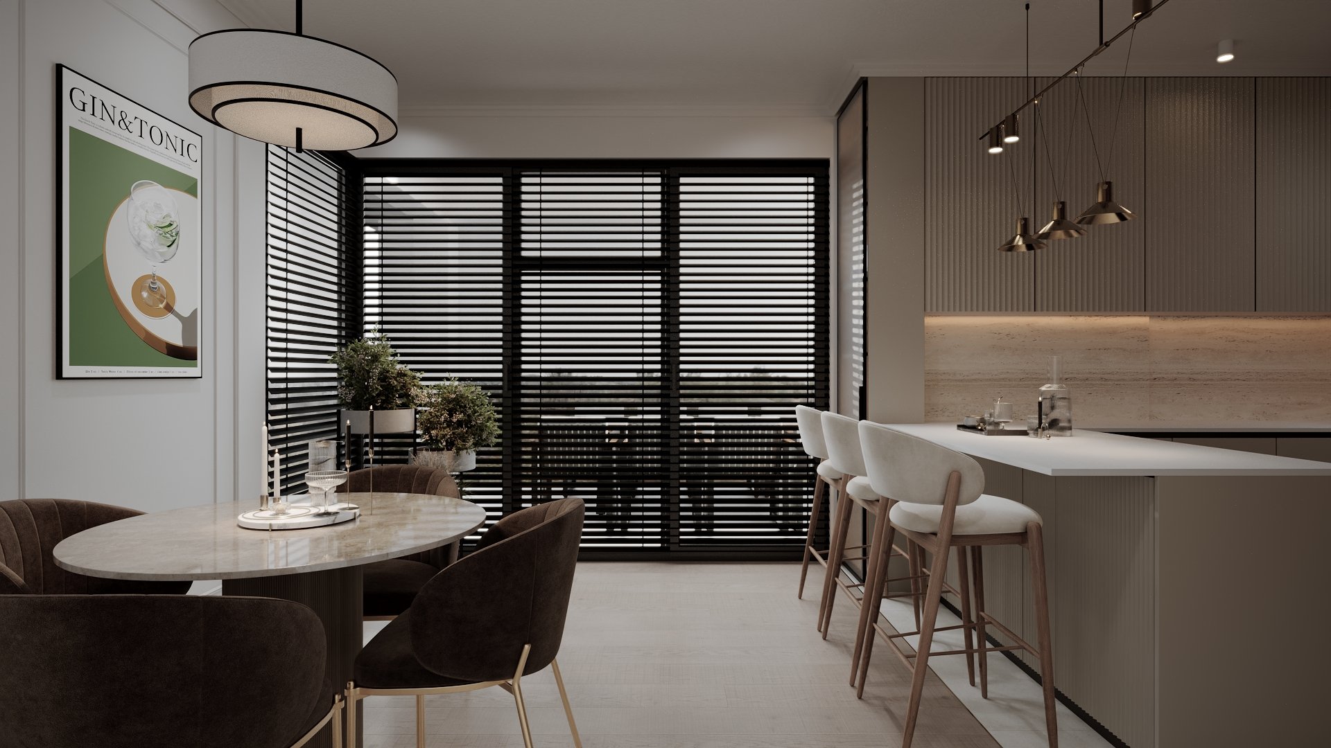Bucătărie casă contemporană cu masă de dining — Dej, ALTO Design
