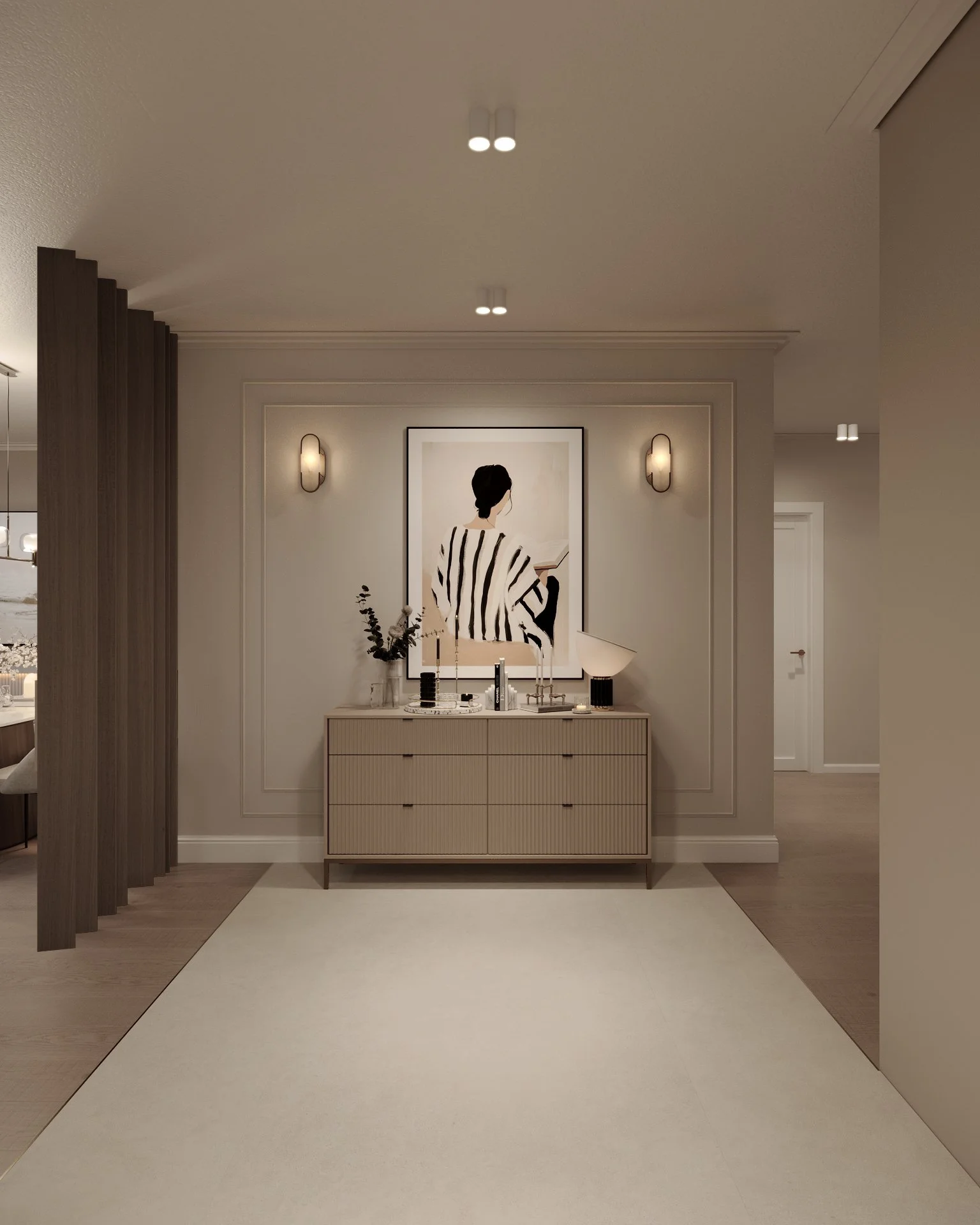 Hol casă contemporană cu nișă decorativă și iluminat indirect — 150mp Dej, ALTO Design