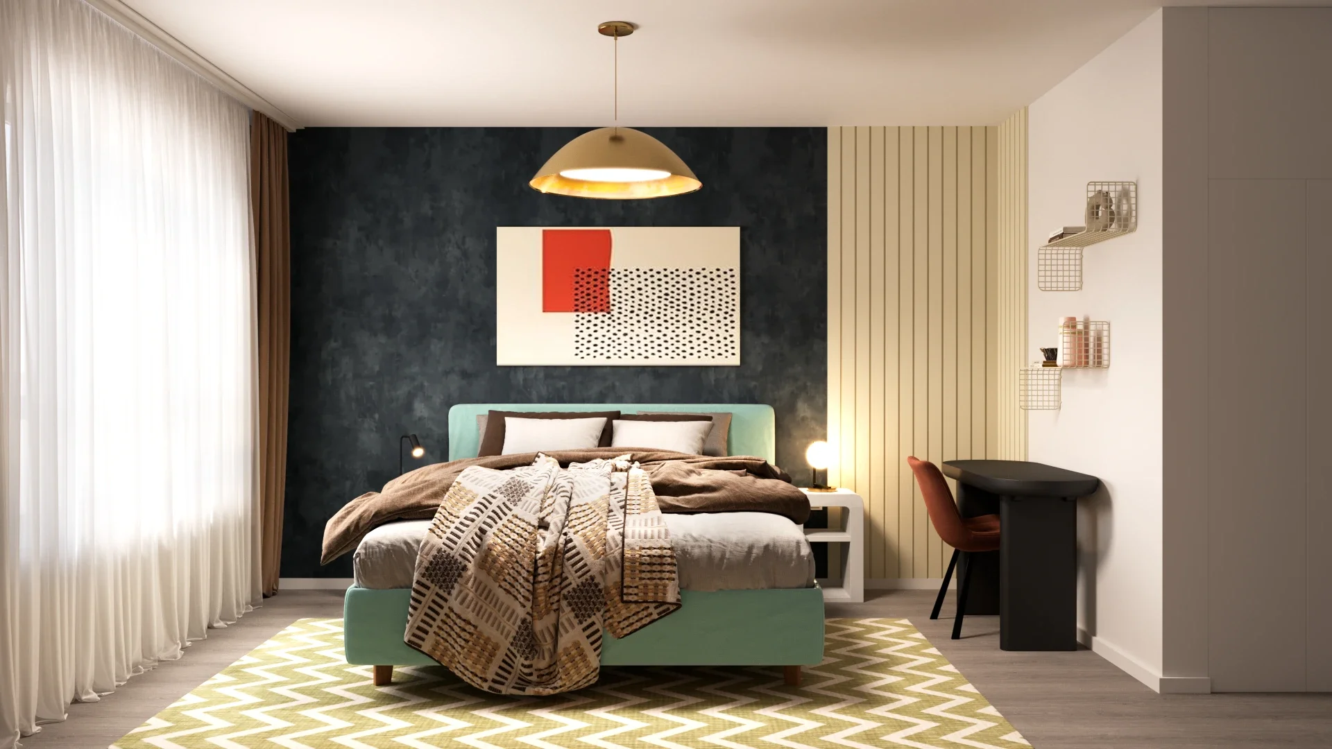 Design interior dormitor modern pentru apartament compact în Cluj-Napoca