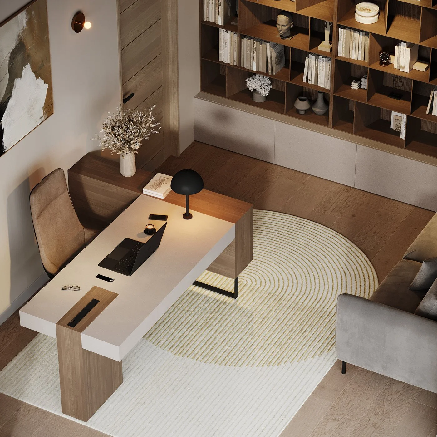 Vedere de ansamblu birou neoclasic contemporan — Birou AB Alba Iulia —
ALTO Design