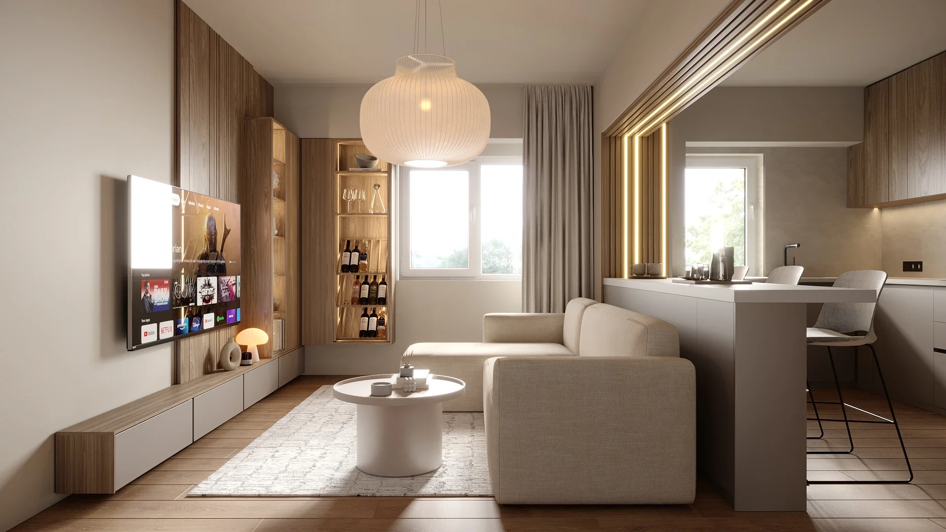 Design interior - Open-space modern într-un bloc vechi reinterpretat într-o estetică contemporană — Apartament P. Cluj