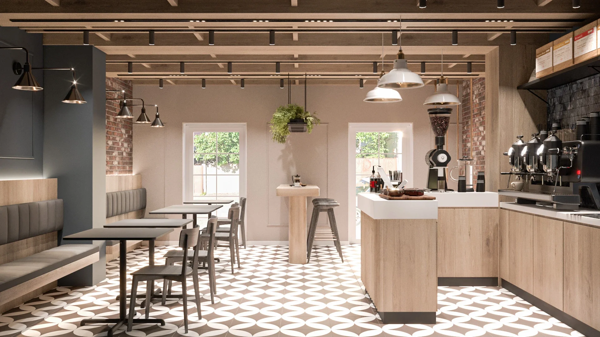 Design interior restaurant italian contemporan cu atmosferă caldă și influențe mediteraneene — Ego Pizza Pasta