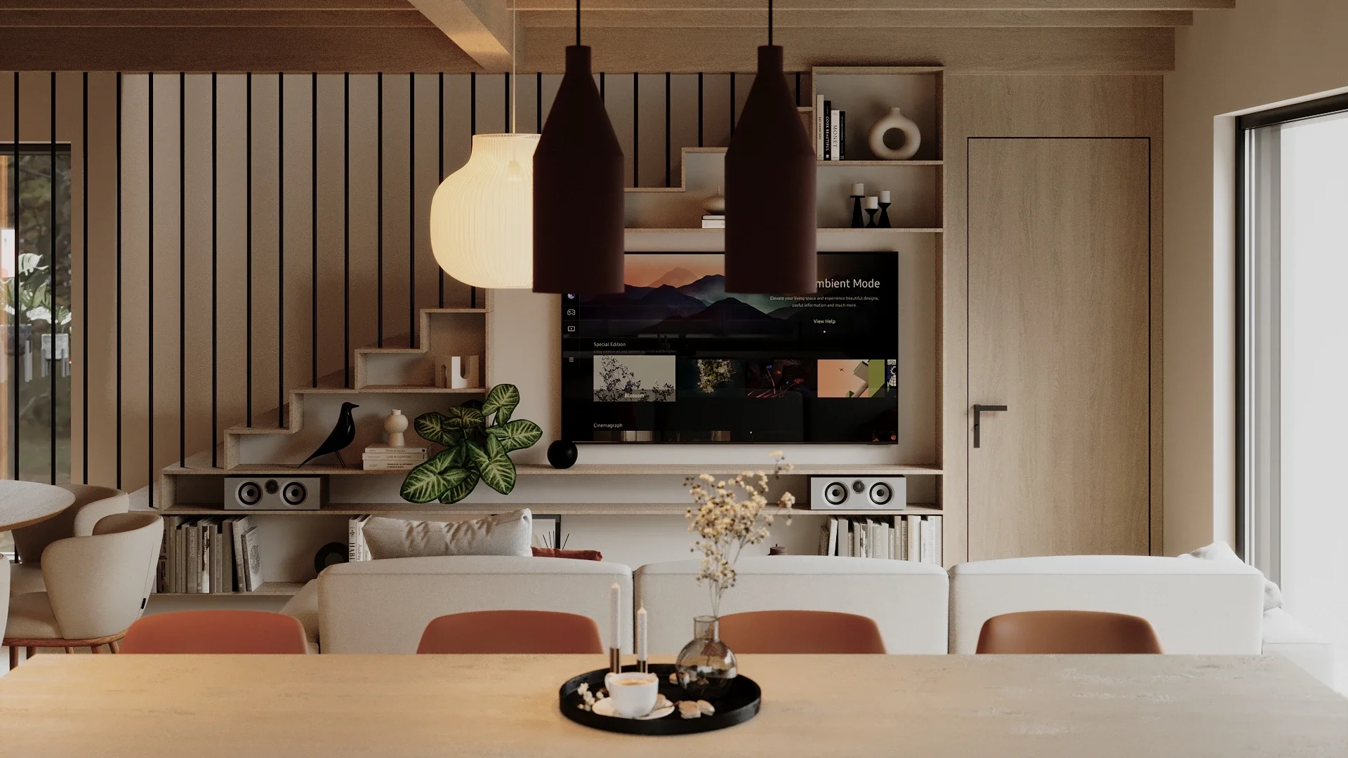 Design interior pentru living contemporan cu structură CLT aparentă și lumină naturală — Casa P. by ALTO Design