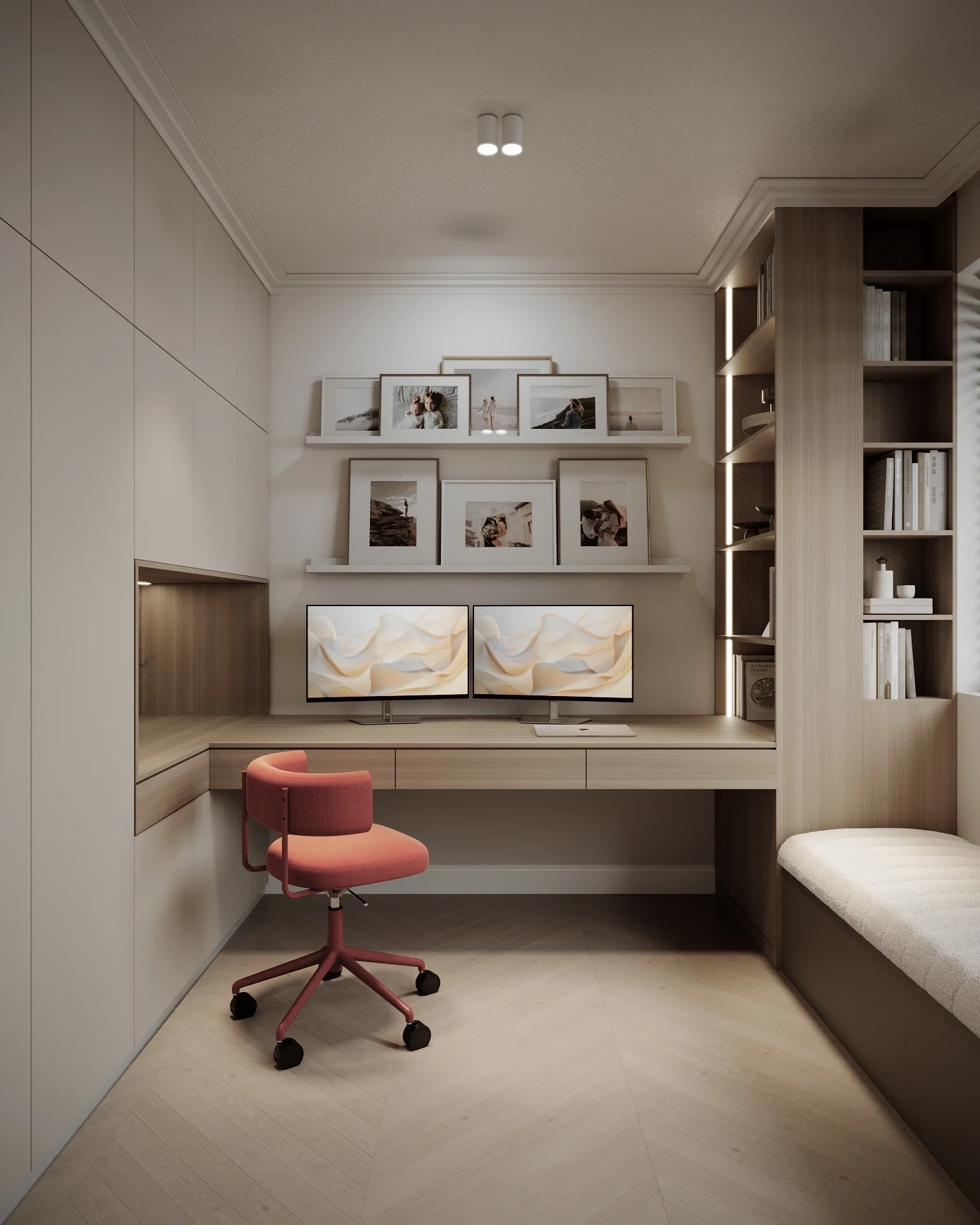 Birou contemporan cu mobilier funcțional într-o casă amenajată de designeri de interior Cluj