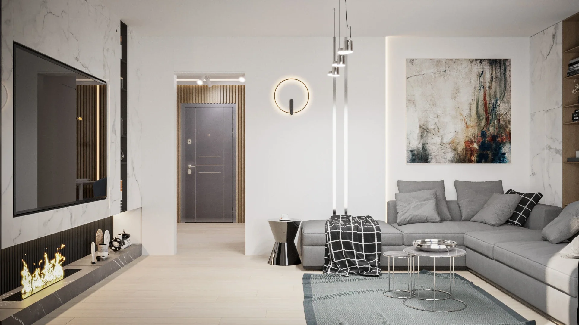 Design interior Cluj pentru living elegant și spațiu de relaxare coerent