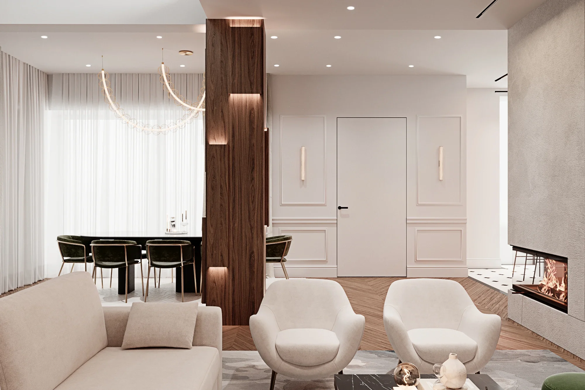 Designeri de interior Cluj pentru dining modern cu elemente clasice și estetică echilibrată