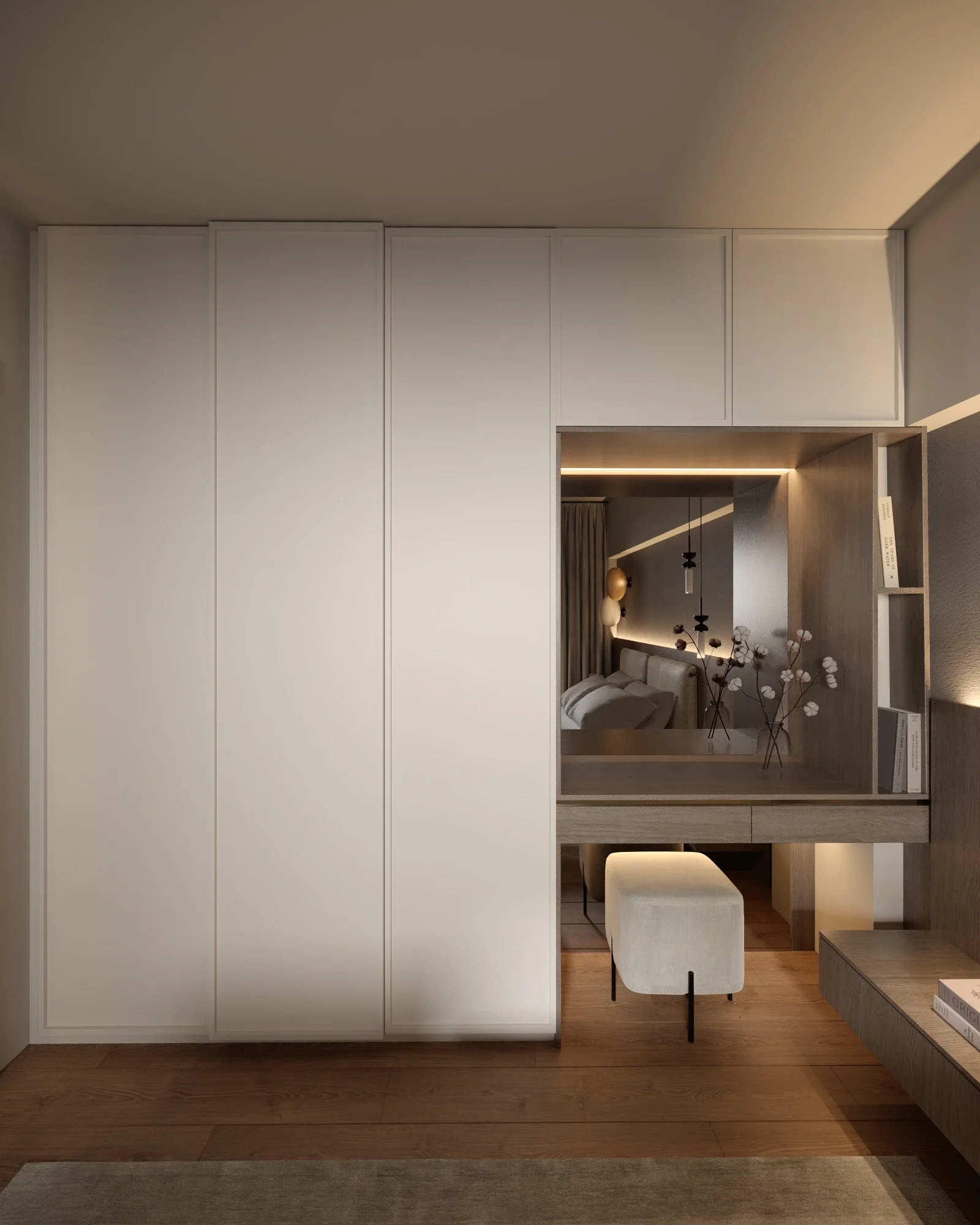 Design interior Apartament P - Zona de machiaj din dormitor