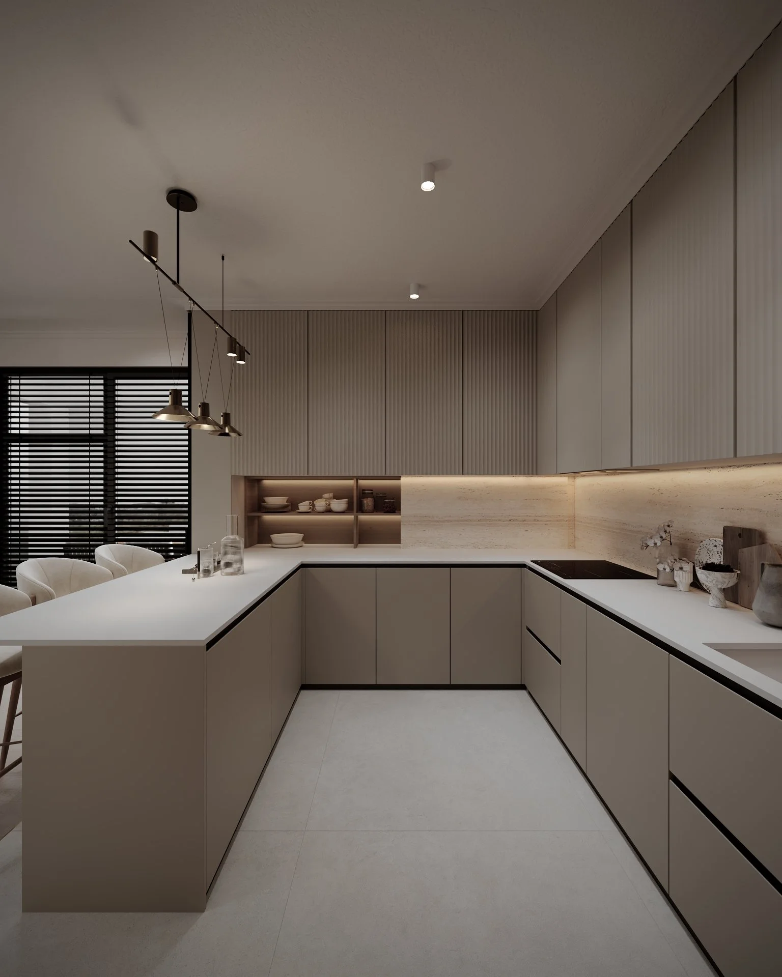 Bucătărie casă contemporană plan larg în formă de U — 150mp Dej, ALTO Design
