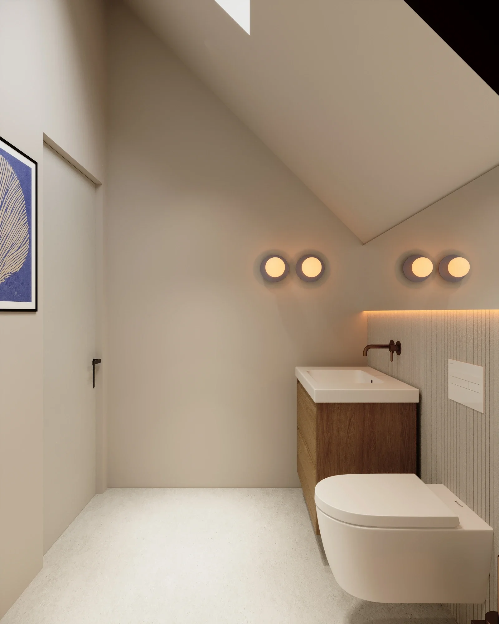 Baie contemporană cu materiale naturale și design coerent realizat de ALTO Design, designeri de interior Cluj-Napoca