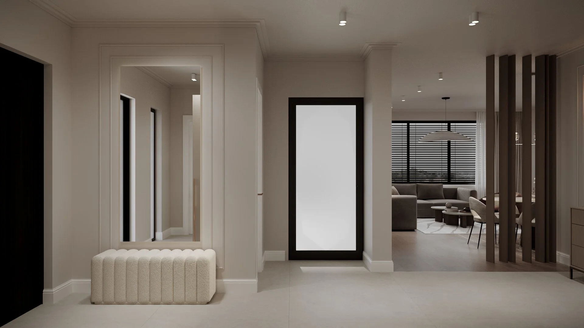 Hol casă contemporană vedere frontală cu oglindă și nișă — Dej, ALTO Design
