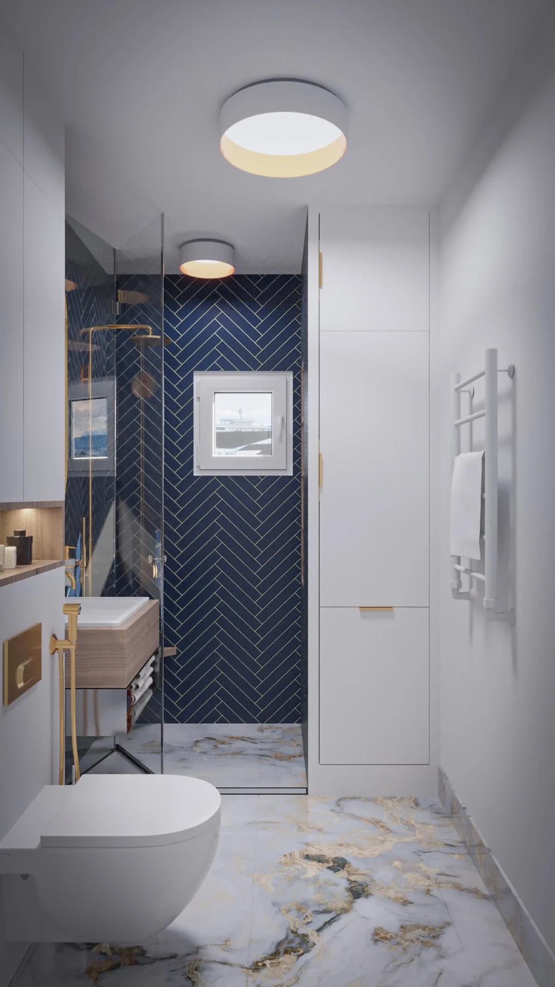Design interior baie modernă cu duș walk-in și atmosferă premium