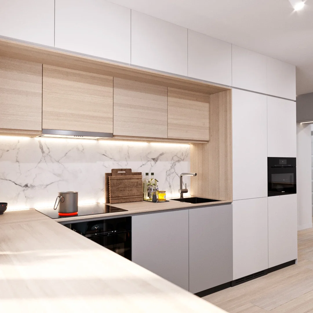 Design interior Cluj pentru bucătărie minimalistă și dining contemporan