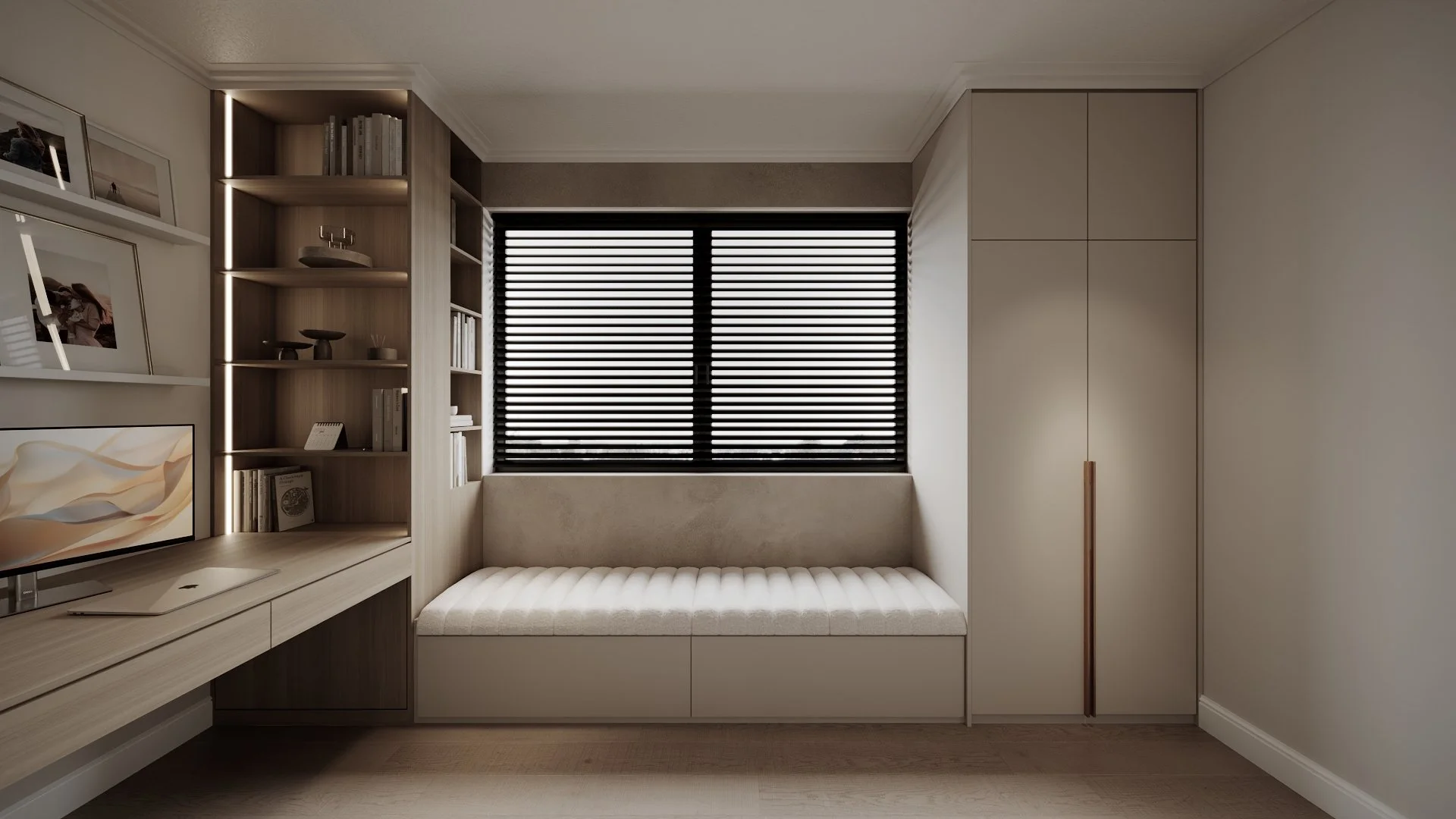 Birou casă contemporană cu bancutā tapițată sub geam — 150mp Dej, ALTO Design