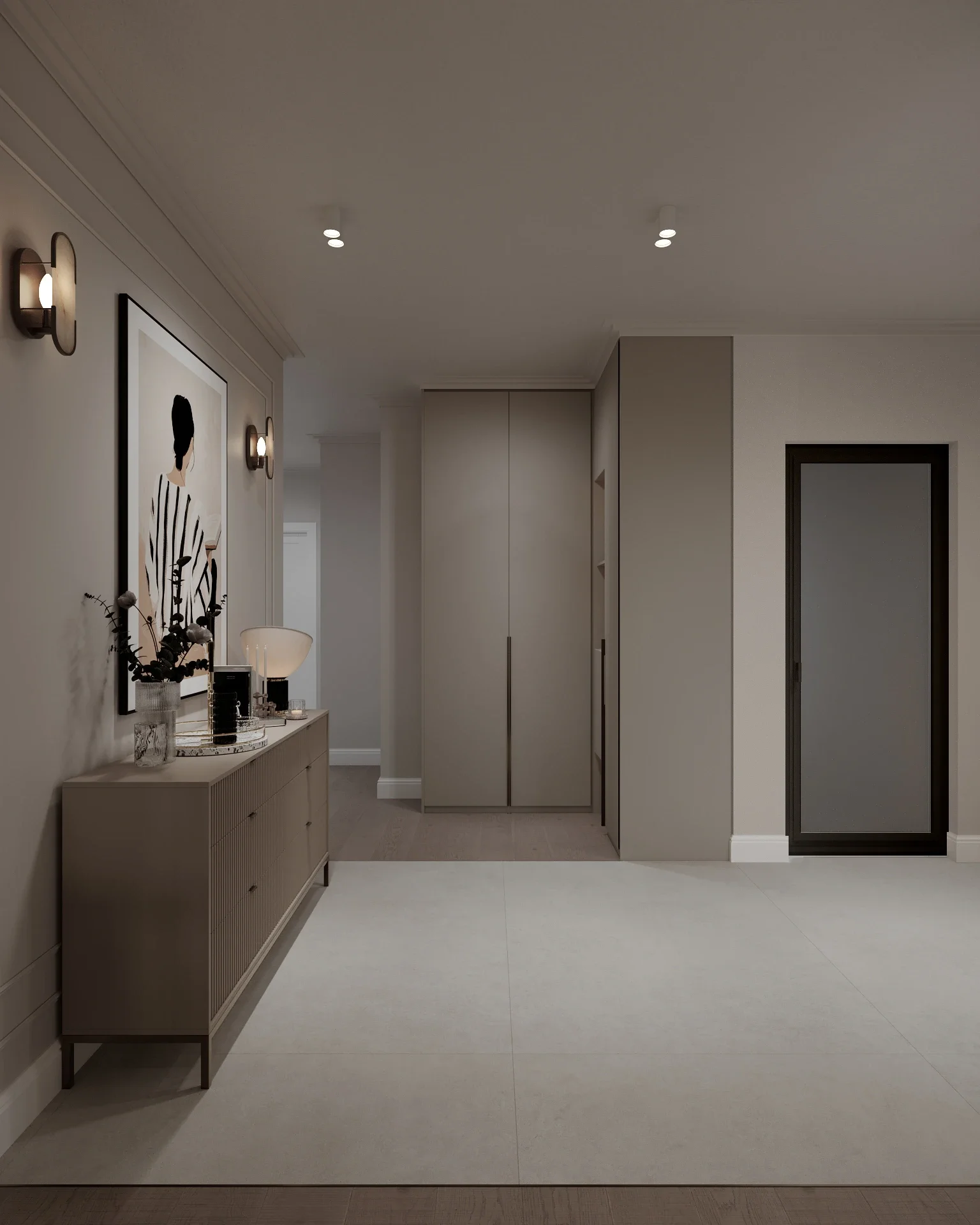 Detaliu decorativ într-un hol contemporan amenajat de ALTO Design în Dej