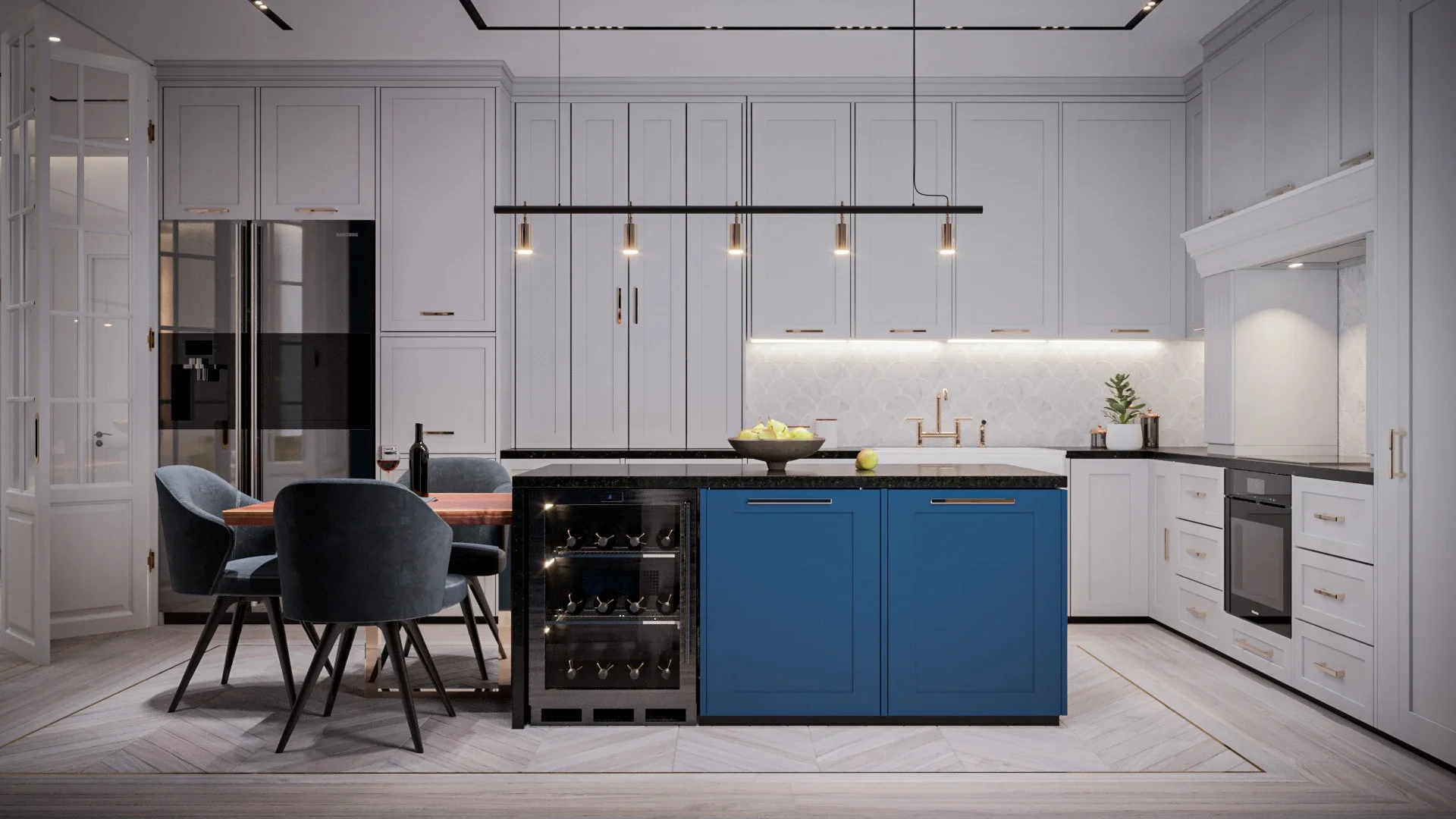 Design interior Cluj - Bucătărie la comandă realizată în stil neoclasic penru Casa S.P., proiect de design interior realizat de ALTO Design, designeri de interior Cluj Napoca