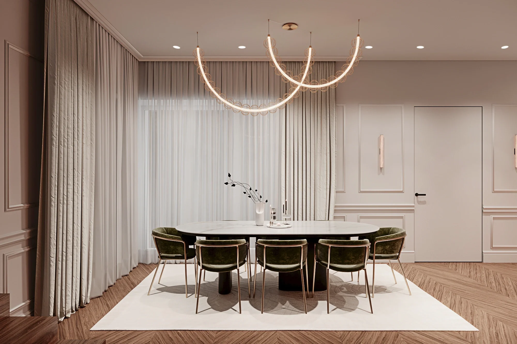 Design interior zona de dining neoclasica