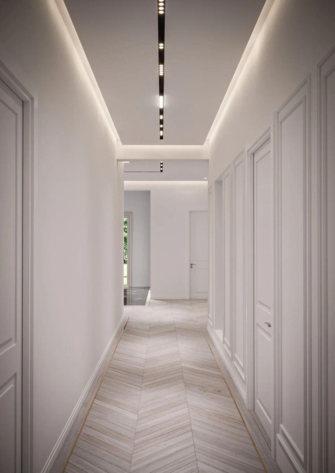 Design interior premium pentru casă neoclasică cu linii curate și eleganță contemporană