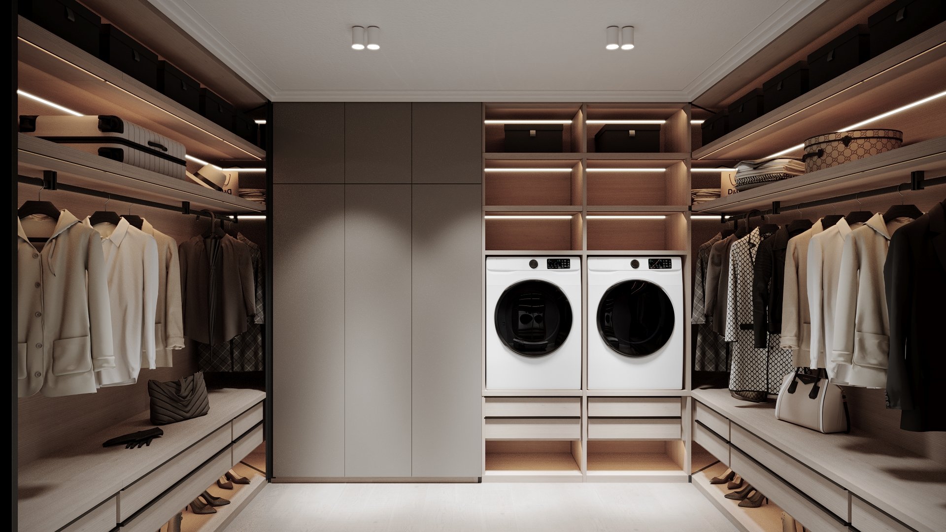 Dressing casă contemporană cu mașină de spălat și uscător integrate — 150mp Dej, ALTO Design
