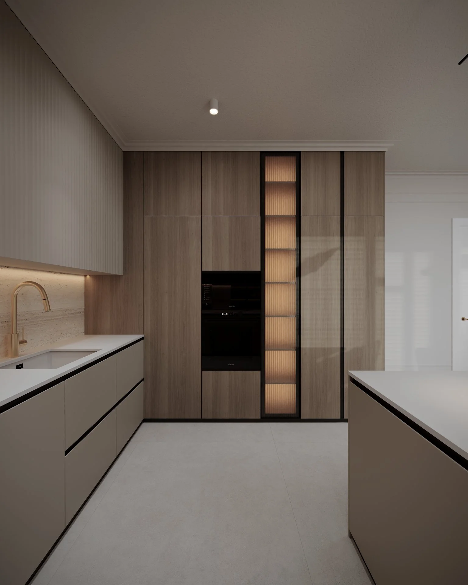 Bucătărie detaliu cu corpuri superioare și electrocasnice integrate — casă Dej, ALTO Design
