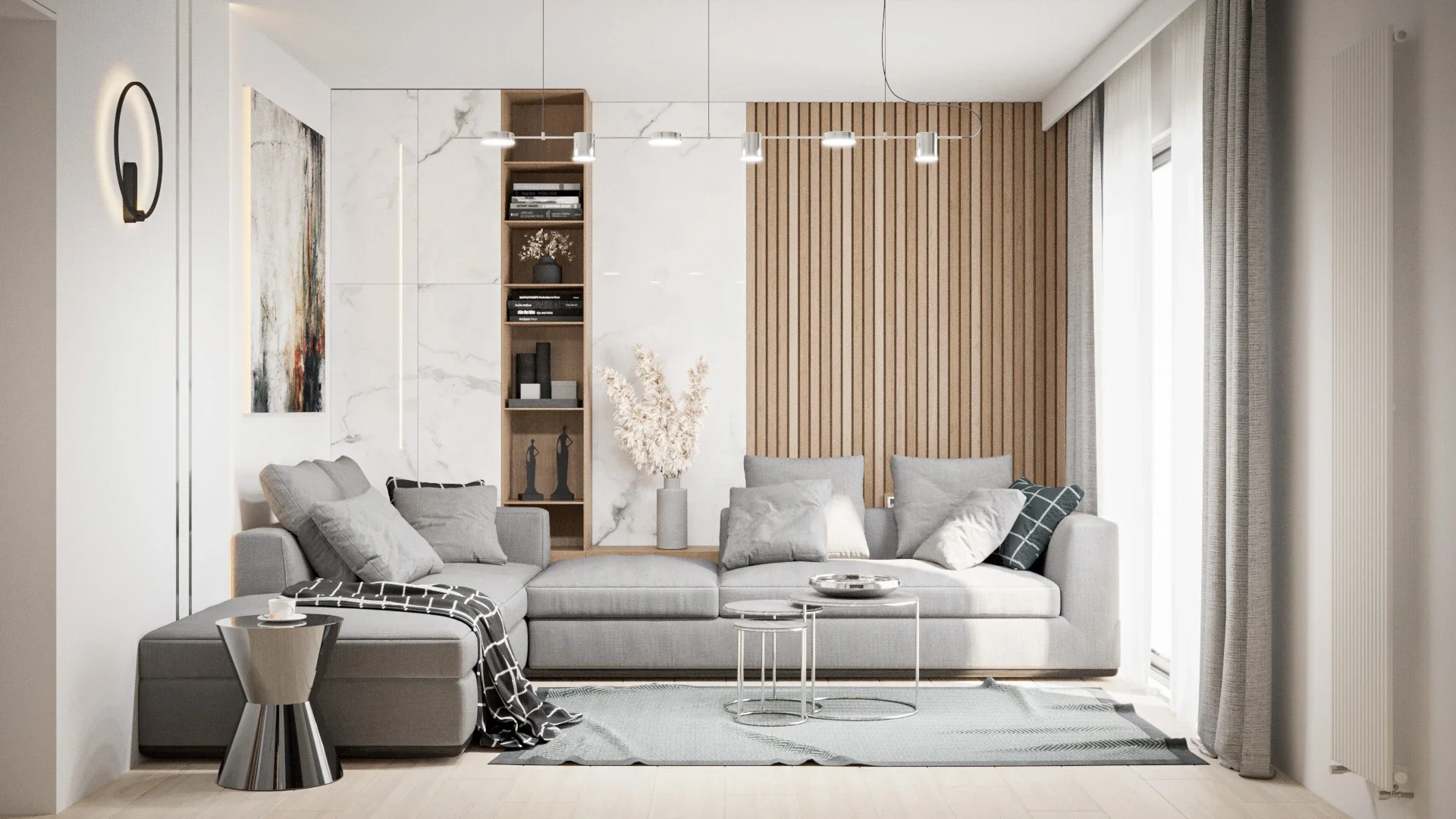 Design interior Cluj - Apartament N - Living modern cu materiale naturale