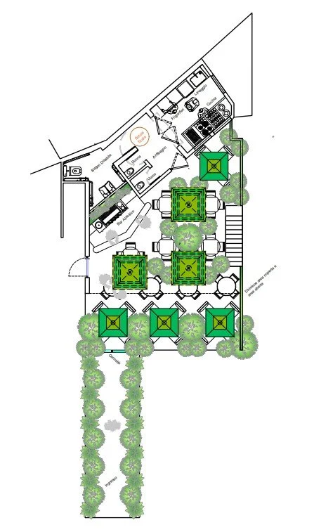 Progetto outdoor per ristorante e lounge bar