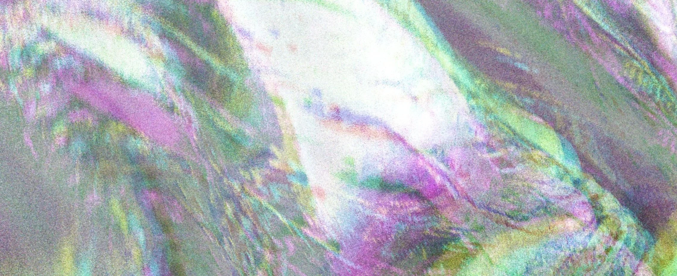 An abstract, colorful artwork with swirling pastel shades of pink, green, purple, and white.