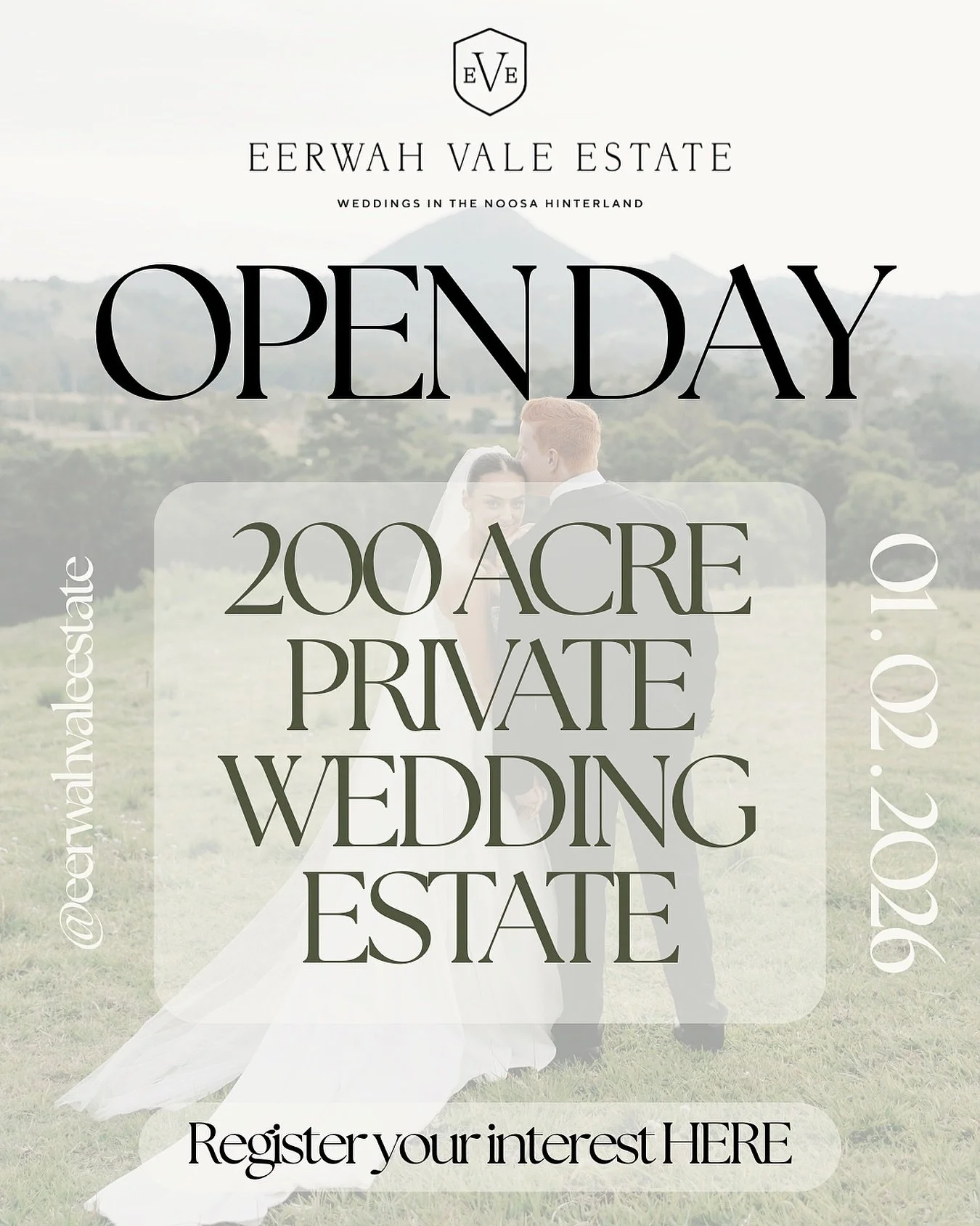 GRAND OPENING📣 - EERWAH VALE ESTATE

Please join us to celebrate the offical OPEN DAY for Noosa&rsquo;s latest Wedding Venue @eerwahvaleestate on Sunday the 1st of February 2026. 

We will be joined by an incredible line up of Wedding &amp; Event Su