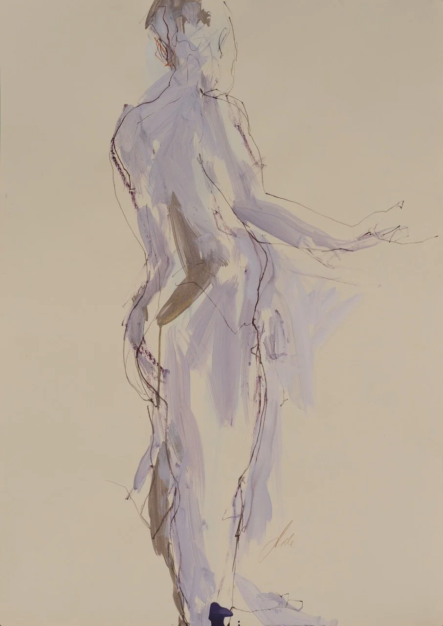 Tattooed Nude, 2026, Acrylic and mixed media on paper, 90 x 65 cm, £950