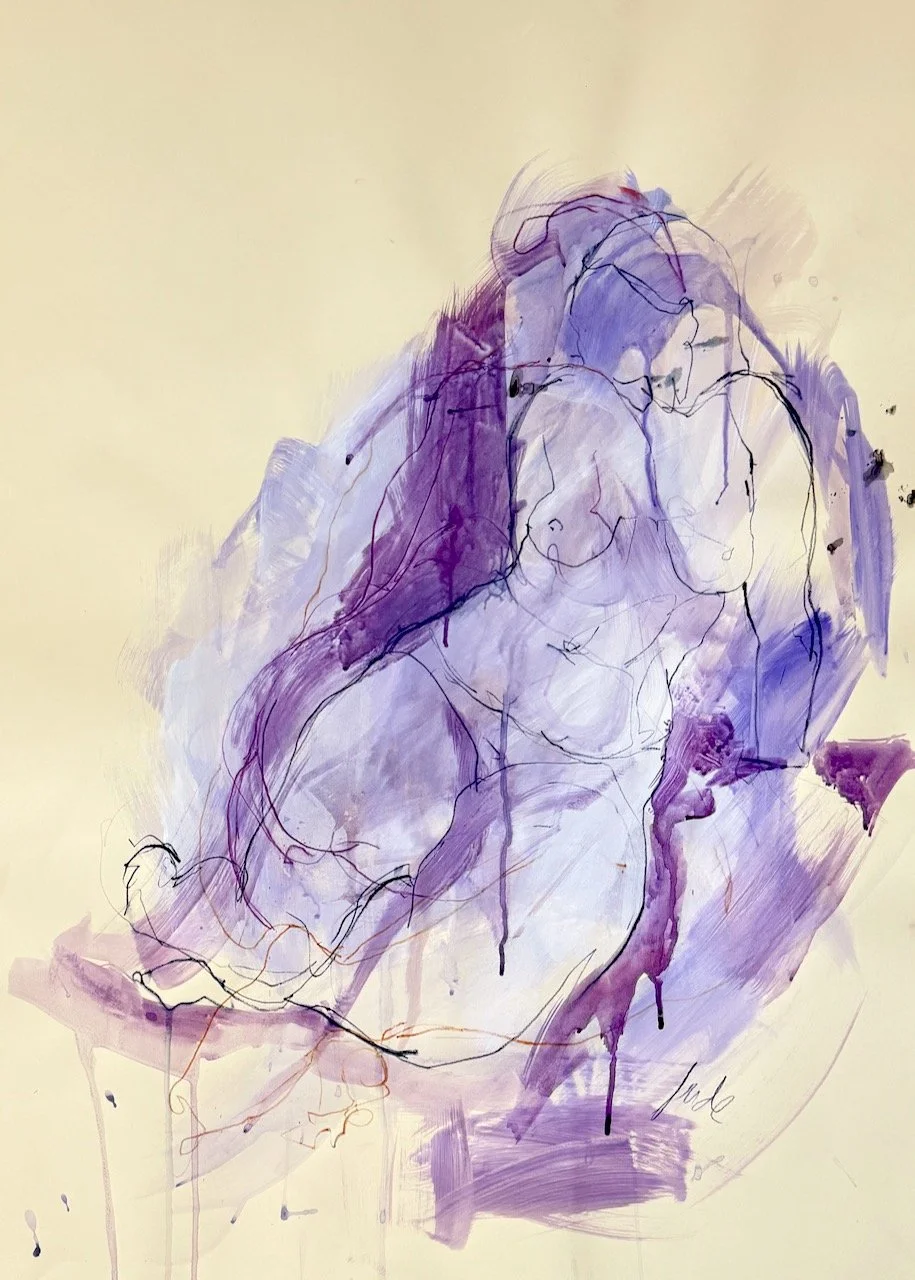 Solfrid Seated, 2025, Acrylic and mixed media on paper, 90 x 65 cm, £890