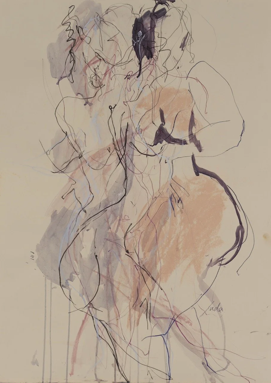 Charon’s in Three Poses, 2025, Acrylic and mixed media on paper, 110 x 70 cm, Framed, £1,150