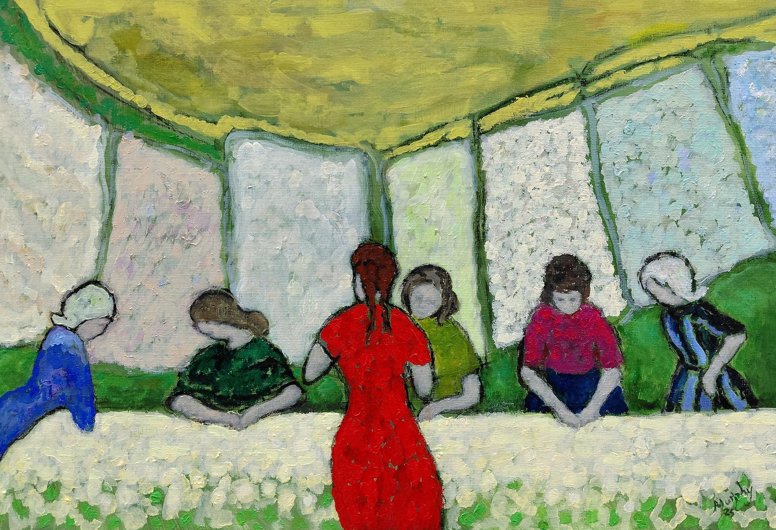 SOLD: Les Blanchisseuses, Oil on canvas, 50 x 73 cm